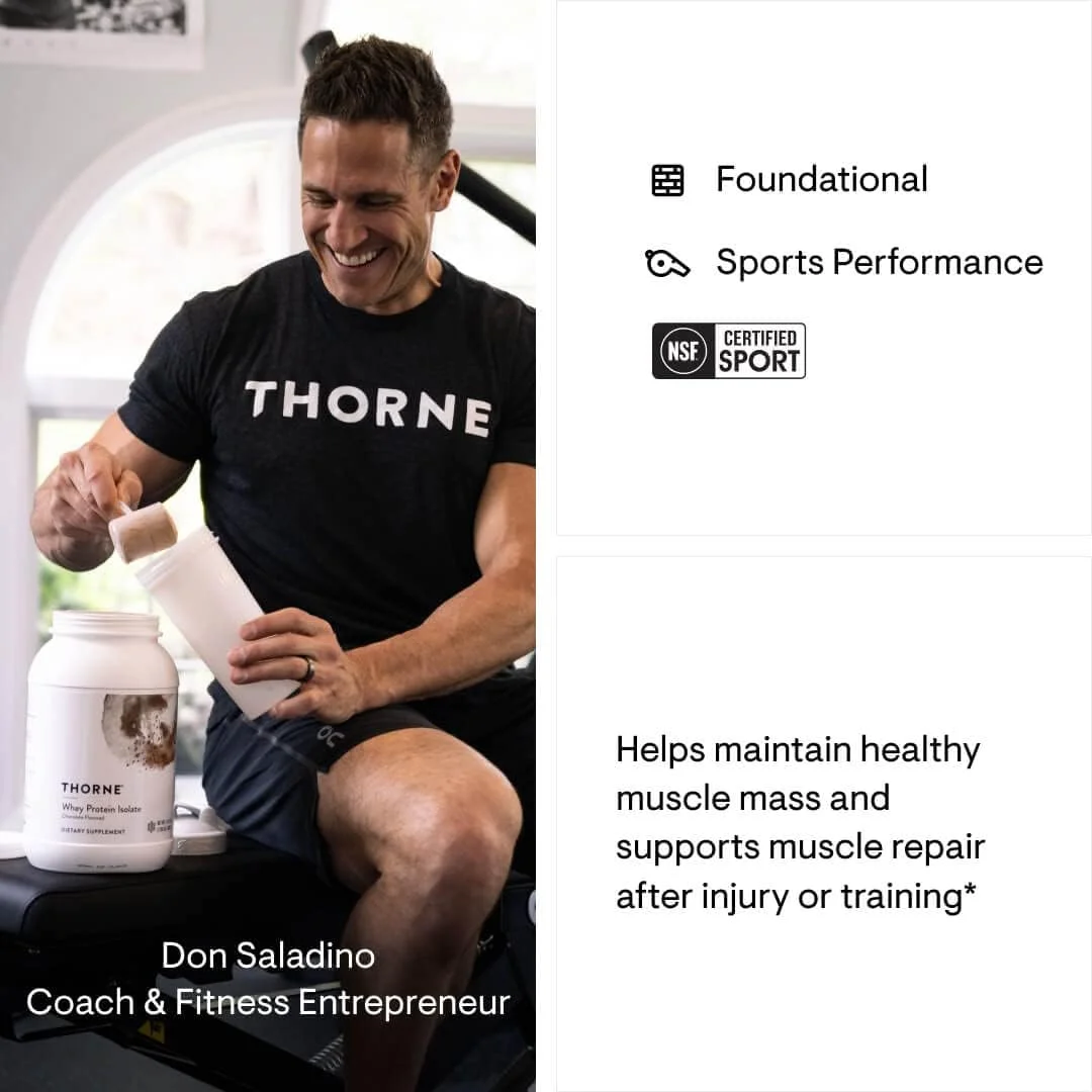 پروتئین وی ایزوله THORNE - 21 گرم پودر پروتئین وی با قابلیت هضم آسان و فراهمی زیستی بالا برای حمایت از حجم و ترمیم عضلات (30 سروینگ (بسته 1 عددی)، شکلاتی) پروتئین وی ایزوله THORNE - 21 گرم پودر پروتئین وی با قابلیت هضم آسان و فراهمی زیستی بالا برای حمایت از حجم و ترمیم عضلات (30 سروینگ (بسته 1 عددی)، شکلاتی)