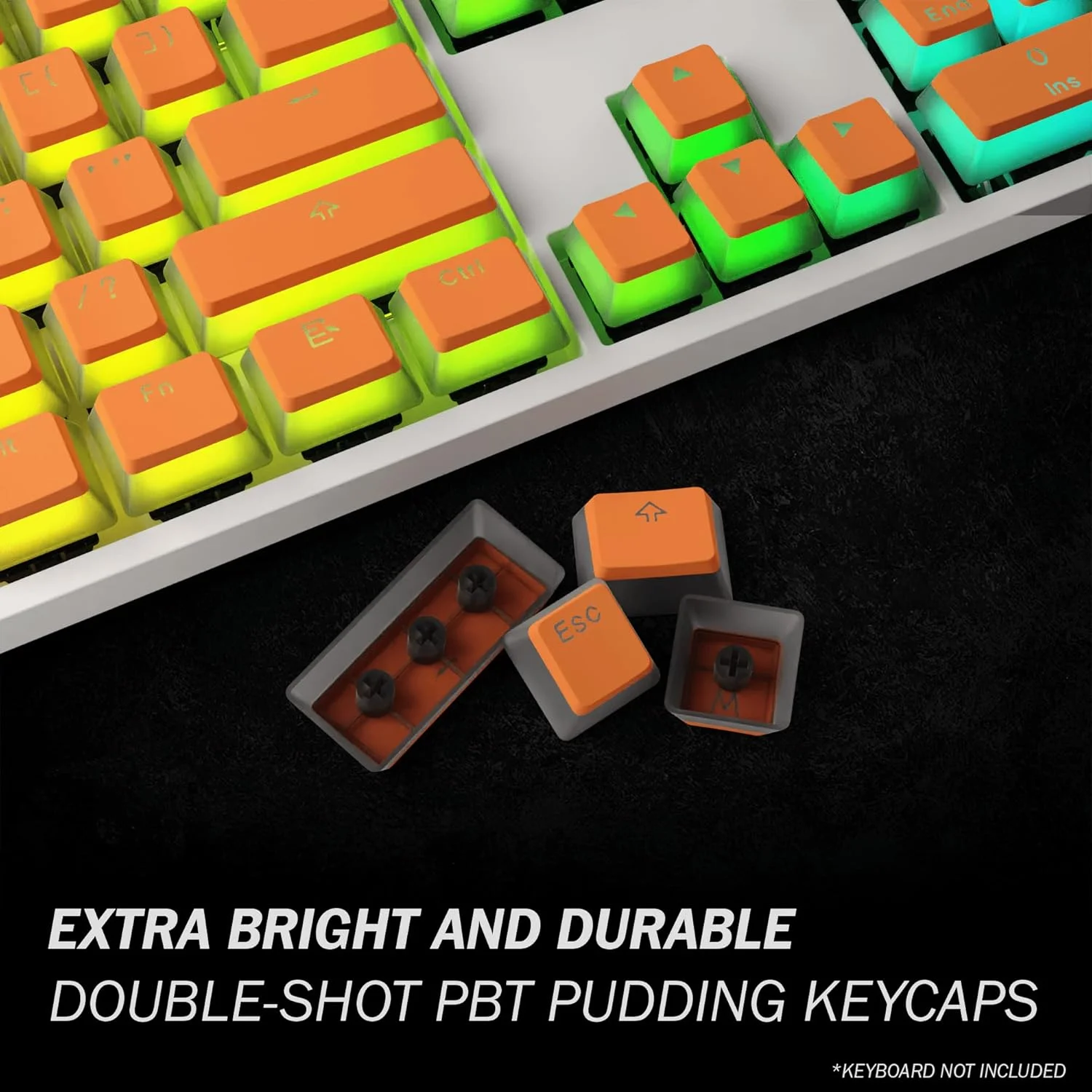 ست کیکپ های پودینگ HK GAMING | ست کیکپ PBT دو لایه | ست کامل 112 کی OEM پروفایل | ANSI US-Layout | برای کیبورد مکانیکی | سازگار با Cherry MX، Gateron، Kailh، Outemu | نارنجی ست کیکپ های پودینگ HK GAMING | ست کیکپ PBT دو لایه | ست کامل 112 کی OEM پروفایل | ANSI US-Layout | برای کیبورد مکانیکی | سازگار با Cherry MX، Gateron، Kailh، Outemu | نارنجی
