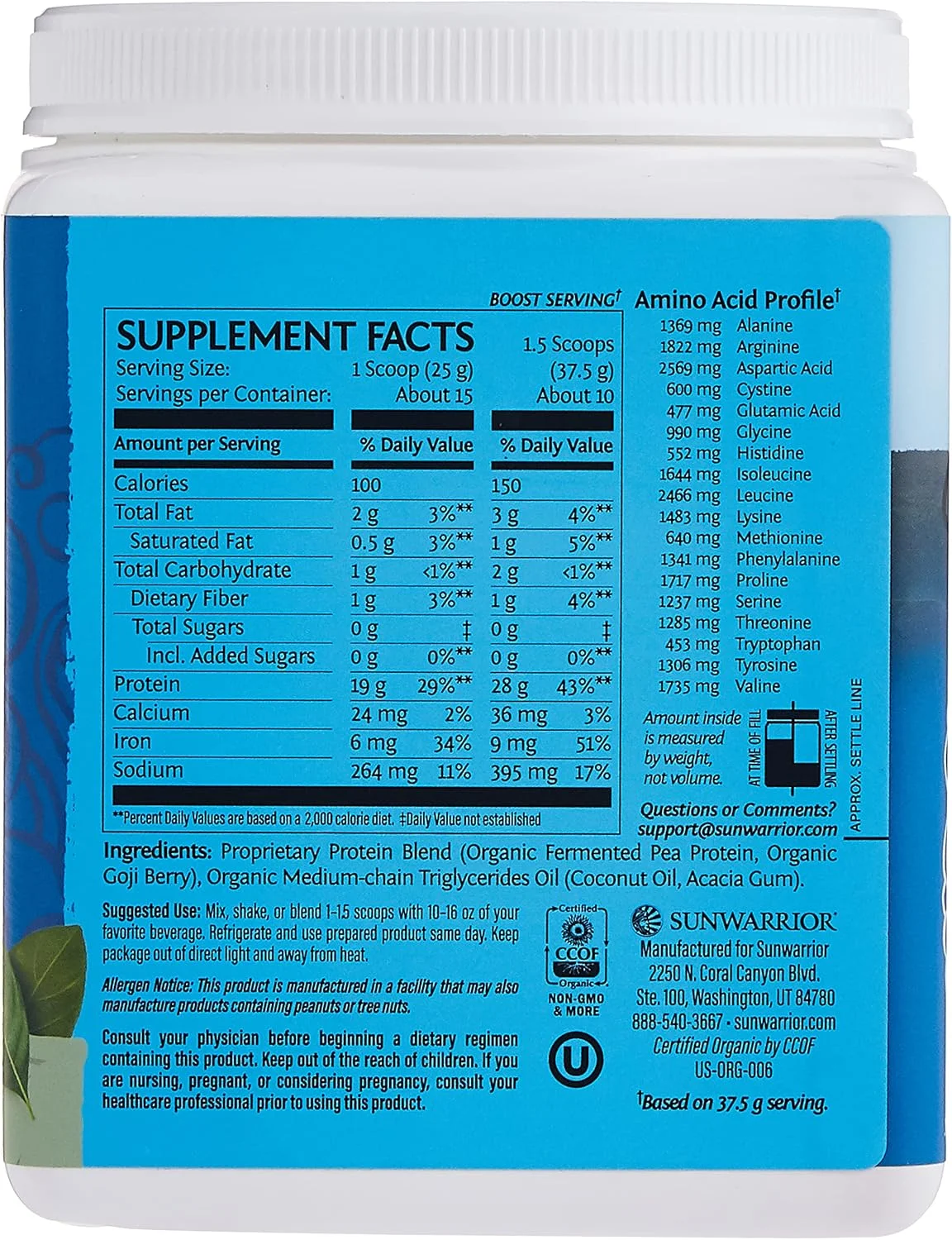 سان واریر - Warrior Blend High Performance | پروتئین گیاهی | مناسب کتو | وگان | پودر پروتئین ارگانیک بدون طعم 375 گرم سان واریر - Warrior Blend High Performance | پروتئین گیاهی | مناسب کتو | وگان | پودر پروتئین ارگانیک بدون طعم 375 گرم