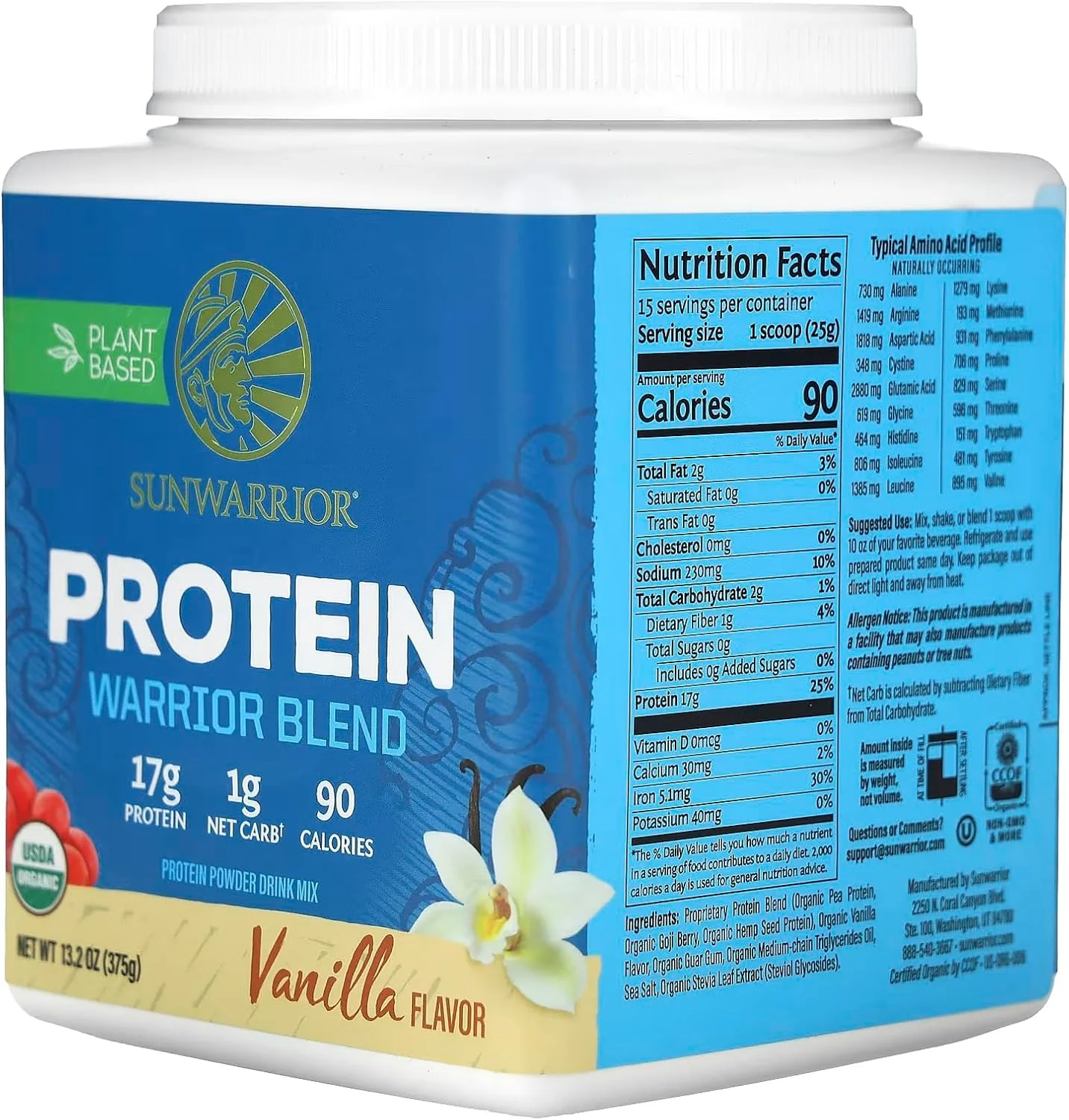 سان واریر - Warrior Blend High Performance | پروتئین گیاهی | مناسب کتو | وگان | پودر پروتئین ارگانیک وانیلی 375 گرم سان واریر - Warrior Blend High Performance | پروتئین گیاهی | مناسب کتو | وگان | پودر پروتئین ارگانیک وانیلی 375 گرم