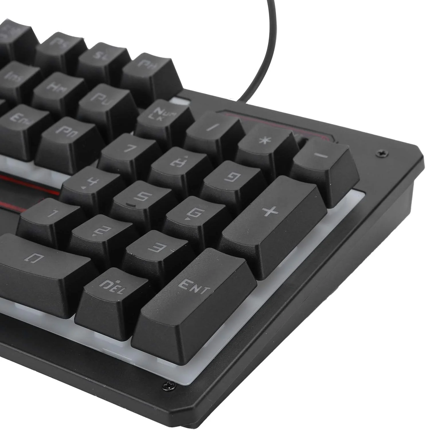 ست کیبورد گیمینگ XUMIUZIY - ماوس گیمینگ 1600DPI و کیبورد گیمینگ، ست 3 تکه کیبورد، ماوس و هدست سیمی، پایه زاویه دار 75 درجه (مشکی (نور آبی یخی))