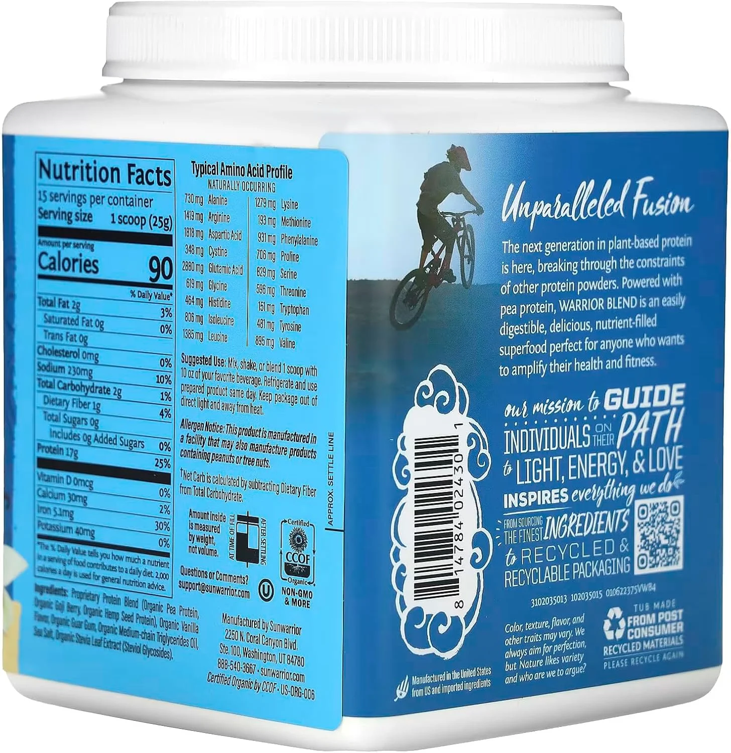 سان واریر - Warrior Blend High Performance | پروتئین گیاهی | مناسب کتو | وگان | پودر پروتئین ارگانیک وانیلی 375 گرم سان واریر - Warrior Blend High Performance | پروتئین گیاهی | مناسب کتو | وگان | پودر پروتئین ارگانیک وانیلی 375 گرم
