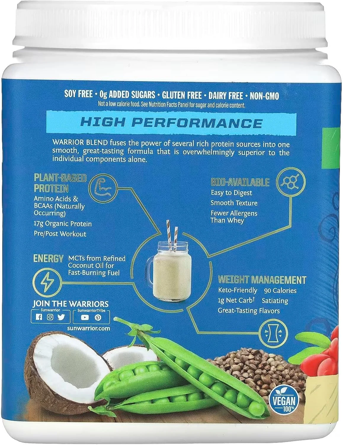 سان واریر - Warrior Blend High Performance | پروتئین گیاهی | مناسب کتو | وگان | پودر پروتئین ارگانیک وانیلی 375 گرم سان واریر - Warrior Blend High Performance | پروتئین گیاهی | مناسب کتو | وگان | پودر پروتئین ارگانیک وانیلی 375 گرم