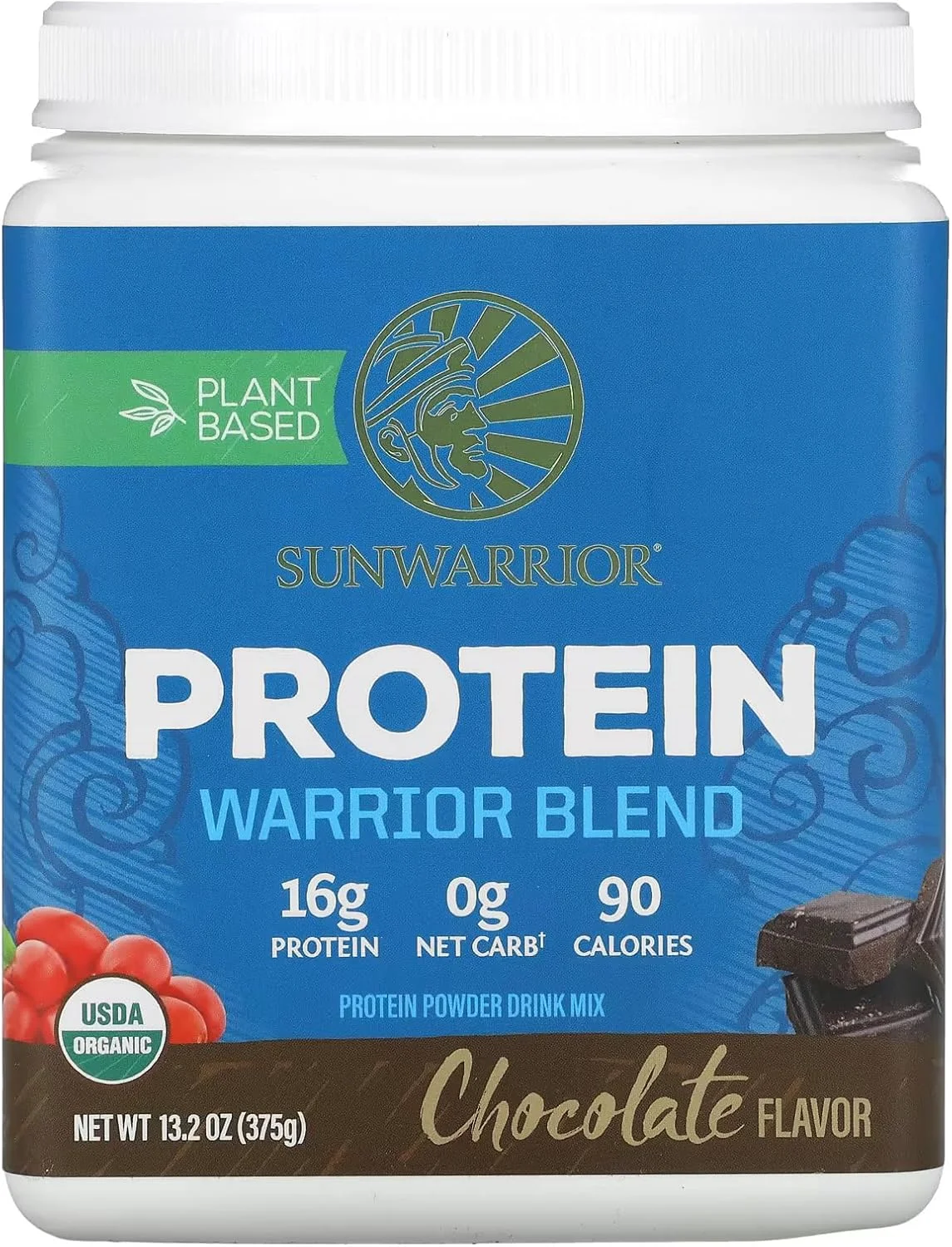 سان واریر - Warrior Blend High Performance | پروتئین گیاهی | کتو فرندلی | وگان | پودر پروتئین ارگانیک شکلاتی 375 گرم