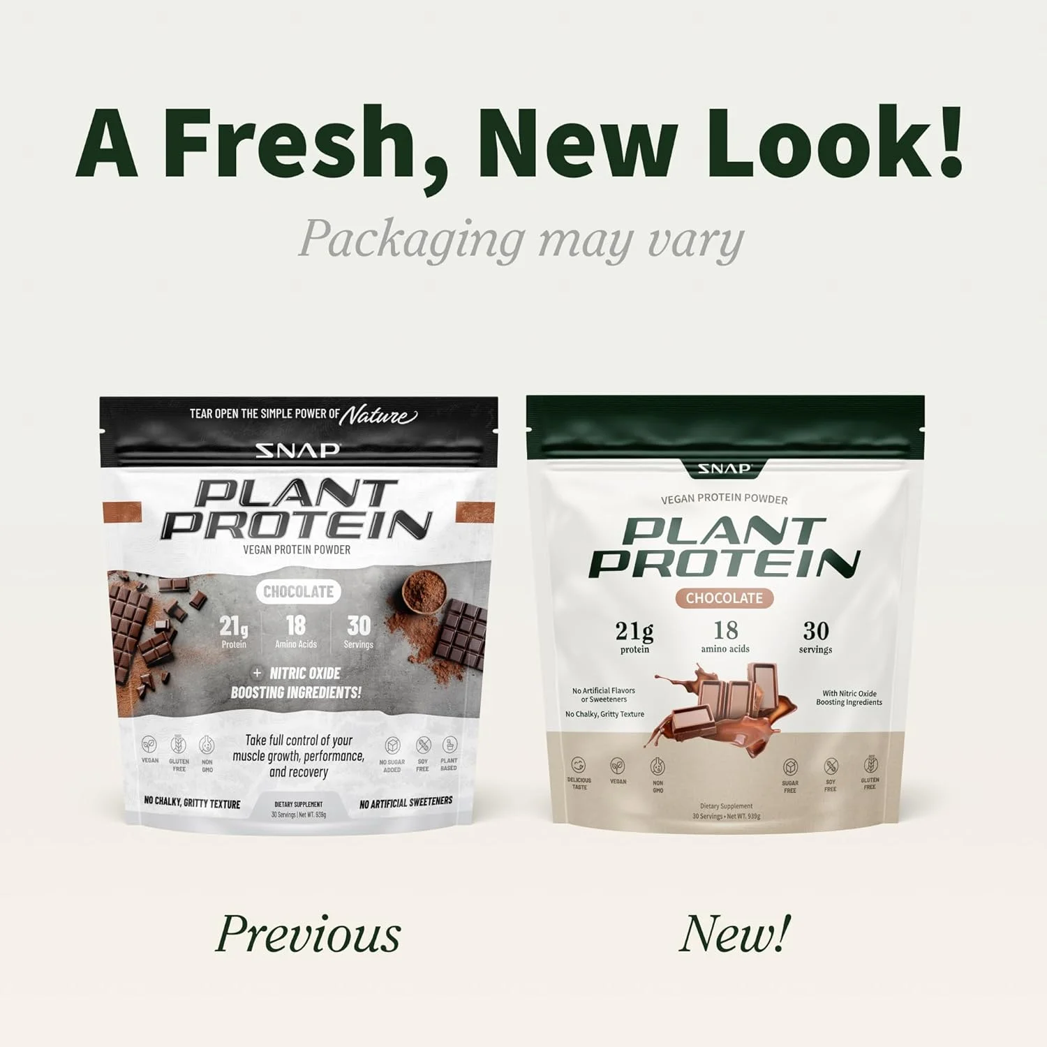 پودر پروتئین وگان Snap Supplements - پودر پروتئین 100% گیاهی، 21 گرم پروتئین و 18 اسید آمینه در هر وعده، شکلاتی، 30 وعده