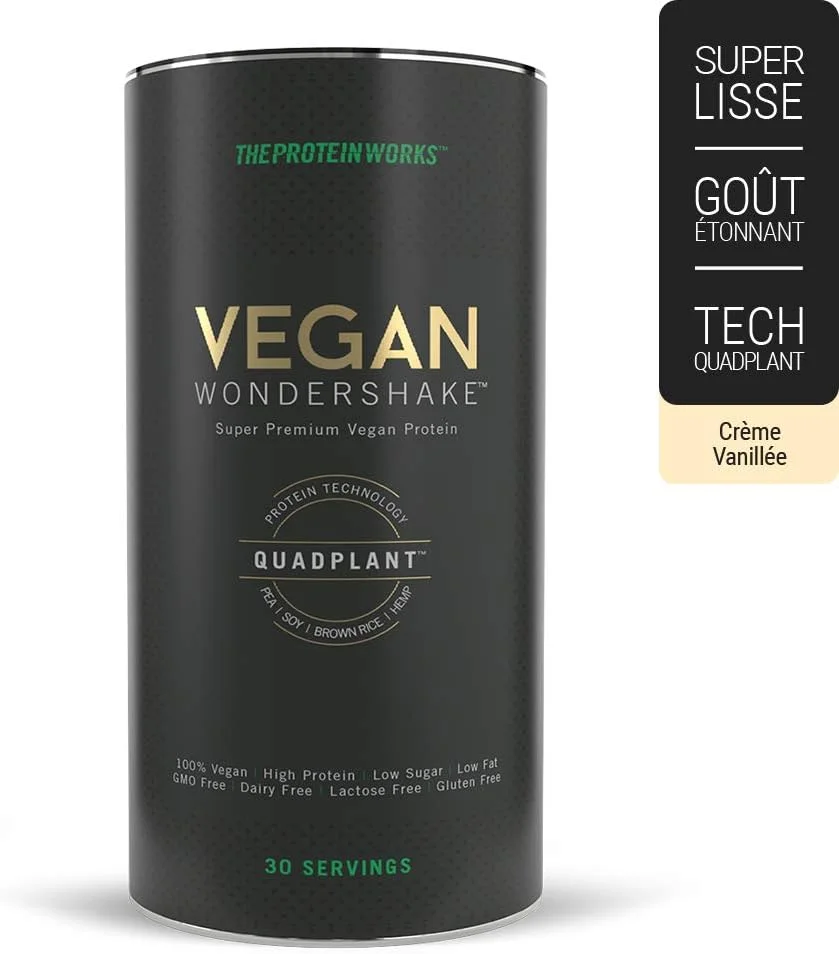 THE PROTEIN WORKS - Vegan Wondershake | شیک وگان | پودر وگان برنده جوایز متعدد | فوق العاده نرم، طعم شگفت انگیز | 30 سروینگ | کرم وانیلی