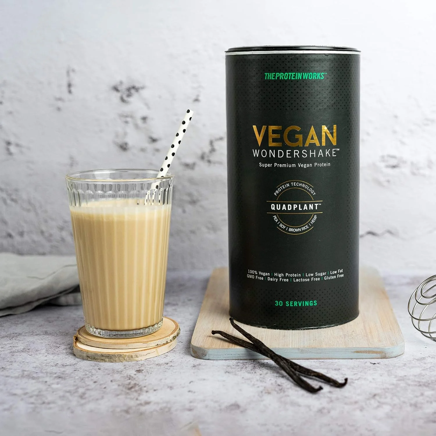 THE PROTEIN WORKS - Vegan Wondershake | شیک وگان | پودر وگان برنده جوایز متعدد | فوق العاده نرم، طعم شگفت انگیز | 30 سروینگ | کرم وانیلی
