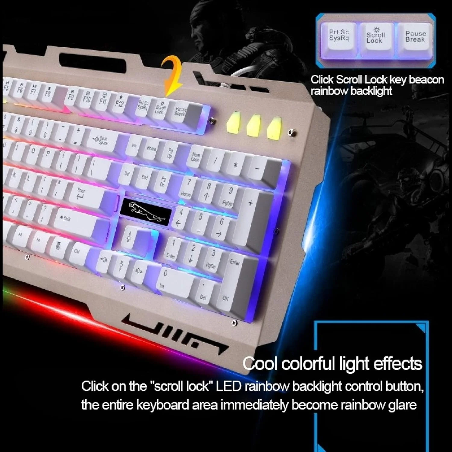 ست ماوس و کیبورد گیمینگ سیم دار GHZHEGIZHUND مدل G700 USB با نور پس زمینه RGB، طول کابل کیبورد: 1.35 متر، طول کابل ماوس: 1.3 متر (مشکی) لوازم جانبی کامپیوتر (رنگ: مشکی)