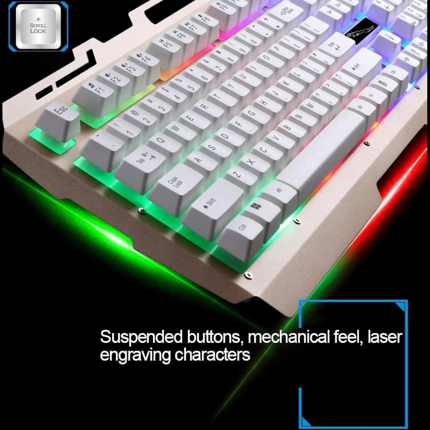 ست ماوس و کیبورد گیمینگ سیم دار GHZHEGIZHUND مدل G700 USB با نور پس زمینه RGB، طول کابل کیبورد: 1.35 متر، طول کابل ماوس: 1.3 متر (مشکی) لوازم جانبی کامپیوتر (رنگ: مشکی)