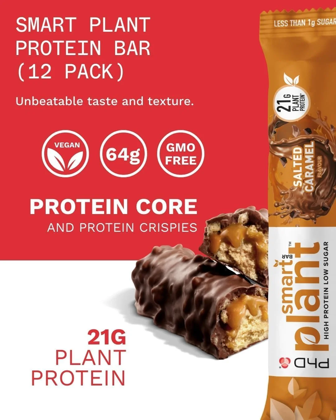 بارهای پروتئینی گیاهی هوشمند PhD Nutrition - 20 گرم پروتئین، کم شکر، بارهای پروتئینی وگان با طعم عالی، میان وعده های پر پروتئین و میان وعده های سالم با پروتئین گیاهی، طعم کارامل نمکی، 64 گرم، بسته 12 عددی بارهای پروتئینی گیاهی هوشمند PhD Nutrition - 20 گرم پروتئین، کم شکر، بارهای پروتئینی وگان با طعم عالی، میان وعده های پر پروتئین و میان وعده های سالم با پروتئین گیاهی، طعم کارامل نمکی، 64 گرم، بسته 12 عددی