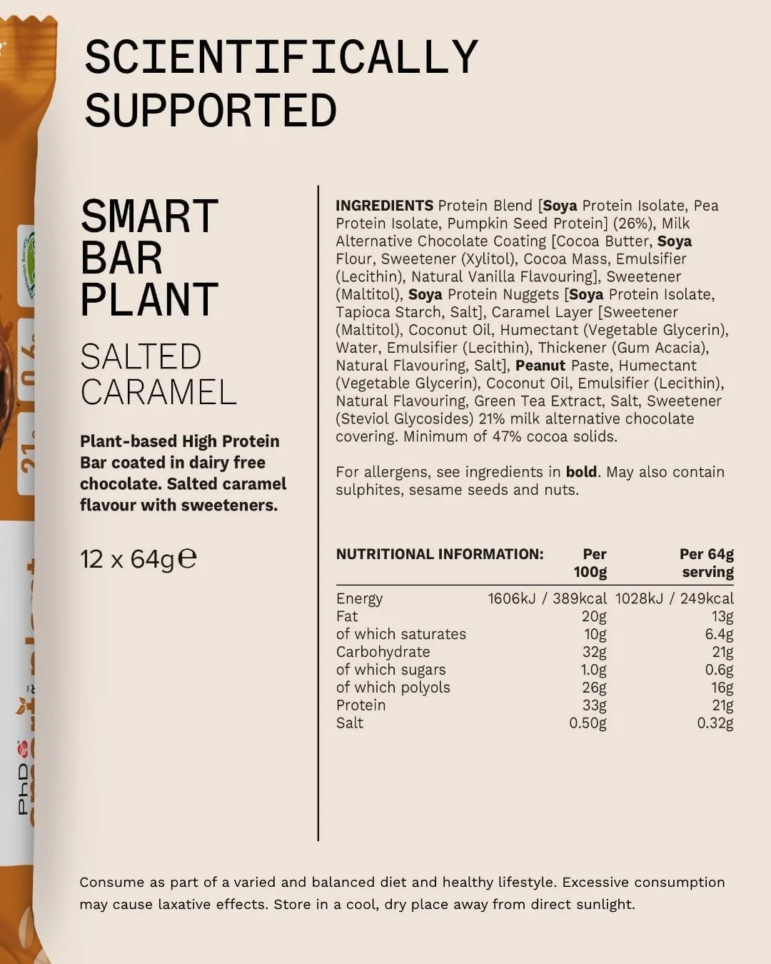 بارهای پروتئینی گیاهی هوشمند PhD Nutrition - 20 گرم پروتئین، کم شکر، بارهای پروتئینی وگان با طعم عالی، میان وعده های پر پروتئین و میان وعده های سالم با پروتئین گیاهی، طعم کارامل نمکی، 64 گرم، بسته 12 عددی بارهای پروتئینی گیاهی هوشمند PhD Nutrition - 20 گرم پروتئین، کم شکر، بارهای پروتئینی وگان با طعم عالی، میان وعده های پر پروتئین و میان وعده های سالم با پروتئین گیاهی، طعم کارامل نمکی، 64 گرم، بسته 12 عددی