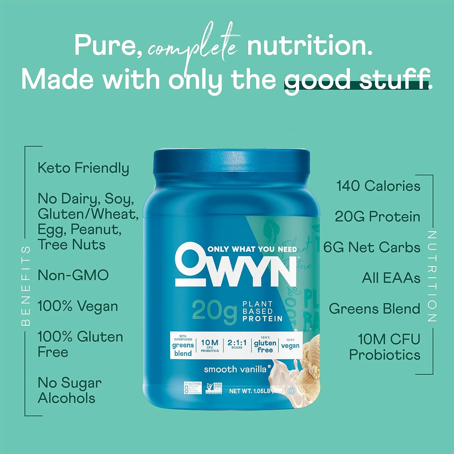 پودر پروتئین گیاهی 100% وگان OWYN Only What You Need | وانیلی 530 گرمی | بدون لبنیات، بدون گلوتن، بدون سویا، بدون آلرژی، گیاهی پودر پروتئین گیاهی 100% وگان OWYN Only What You Need | وانیلی 530 گرمی | بدون لبنیات، بدون گلوتن، بدون سویا، بدون آلرژی، گیاهی