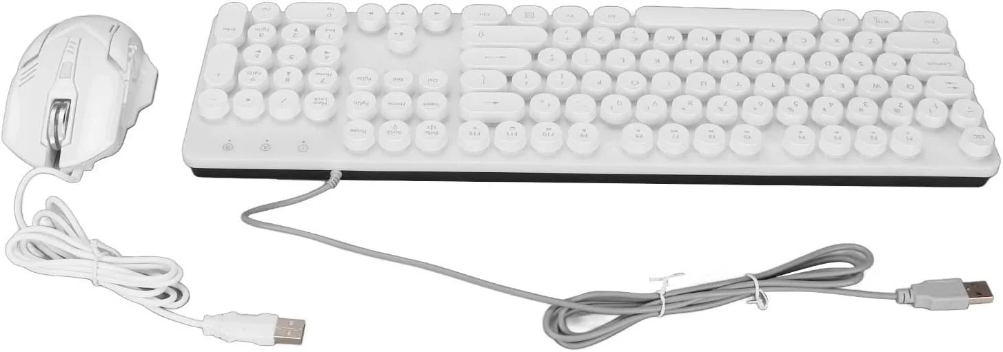 ست کیبورد و ماوس گیمینگ سیم دار، 104 کلید RGB با نور پس زمینه، کیبورد مکانیکی و ماوس گیمینگ 3600 DPI، برای گیمرهای PC (سفید) ست کیبورد و ماوس گیمینگ سیم دار، 104 کلید RGB با نور پس زمینه، کیبورد مکانیکی و ماوس گیمینگ 3600 DPI، برای گیمرهای PC (سفید)