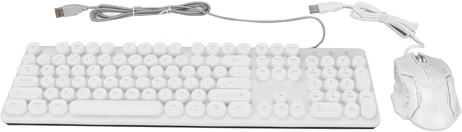 ست کیبورد و ماوس گیمینگ سیم دار، 104 کلید RGB با نور پس زمینه، کیبورد مکانیکی و ماوس گیمینگ 3600 DPI، برای گیمرهای PC (سفید) ست کیبورد و ماوس گیمینگ سیم دار، 104 کلید RGB با نور پس زمینه، کیبورد مکانیکی و ماوس گیمینگ 3600 DPI، برای گیمرهای PC (سفید)