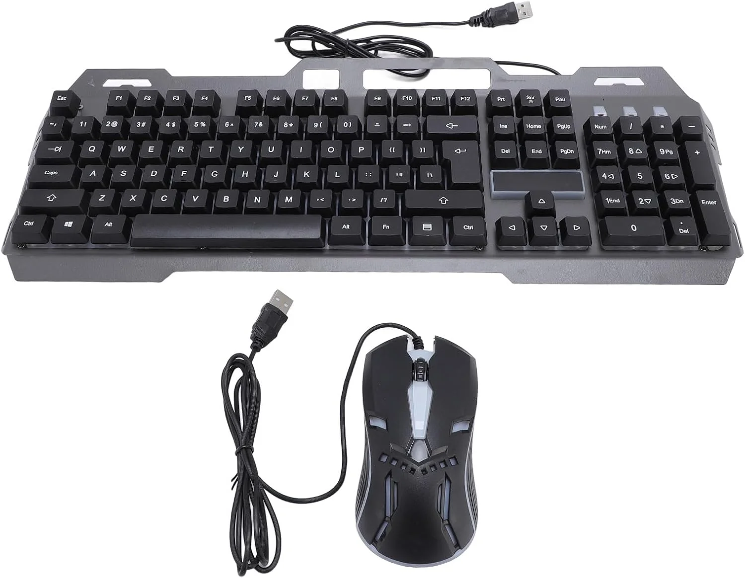 ست کیبورد و ماوس سیم دار، کیبورد گیمینگ ارگونومیک سایز کامل 104 کلید و ماوس با نور RGB، اتصال USB Plug and Play، سبک و باریک