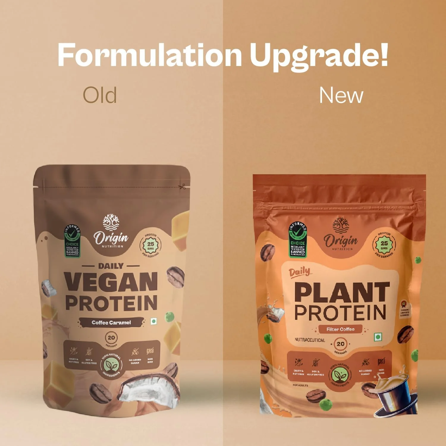 پودر پروتئین وگان 100% طبیعی Origin Nutrition (پروتئین نخود فرنگی ایزوله اروپایی و پروتئین دانه کدو تنبل) با هضم آسان، طعم کارامل قهوه با 25 گرم پروتئین گیاهی، 737 گرم پودر پروتئین وگان 100% طبیعی Origin Nutrition (پروتئین نخود فرنگی ایزوله اروپایی و پروتئین دانه کدو تنبل) با هضم آسان، طعم کارامل قهوه با 25 گرم پروتئین گیاهی، 737 گرم