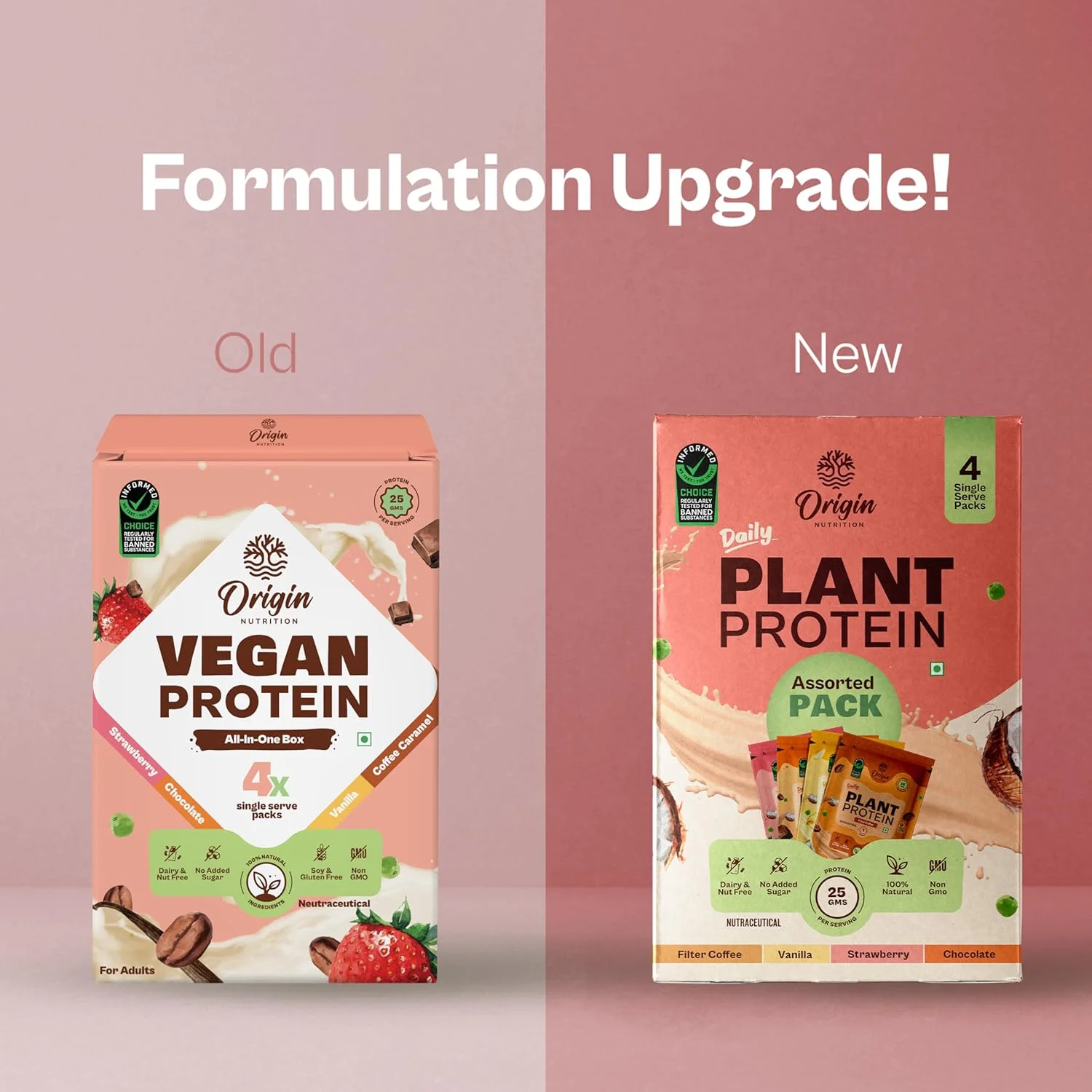 پروتئین گیاهی 100% طبیعی و خالص Origin Nutrition، بسته متنوع (شکلاتی، توت فرنگی، وانیلی و قهوه فیلتر شده) پروتئین گیاهی 100% طبیعی و خالص Origin Nutrition، بسته متنوع (شکلاتی، توت فرنگی، وانیلی و قهوه فیلتر شده)