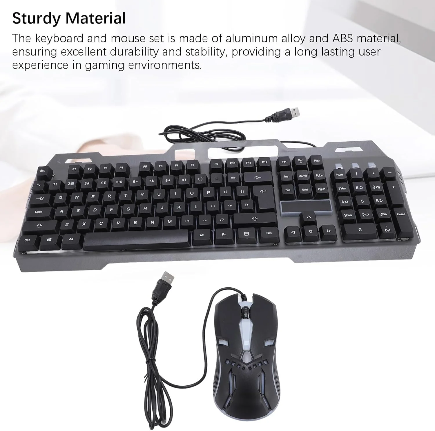 ست کیبورد و ماوس سیم دار، کیبورد گیمینگ ارگونومیک سایز کامل 104 کلید و ماوس با نور RGB، اتصال USB Plug and Play، سبک و باریک ست کیبورد و ماوس سیم دار، کیبورد گیمینگ ارگونومیک سایز کامل 104 کلید و ماوس با نور RGB، اتصال USB Plug and Play، سبک و باریک