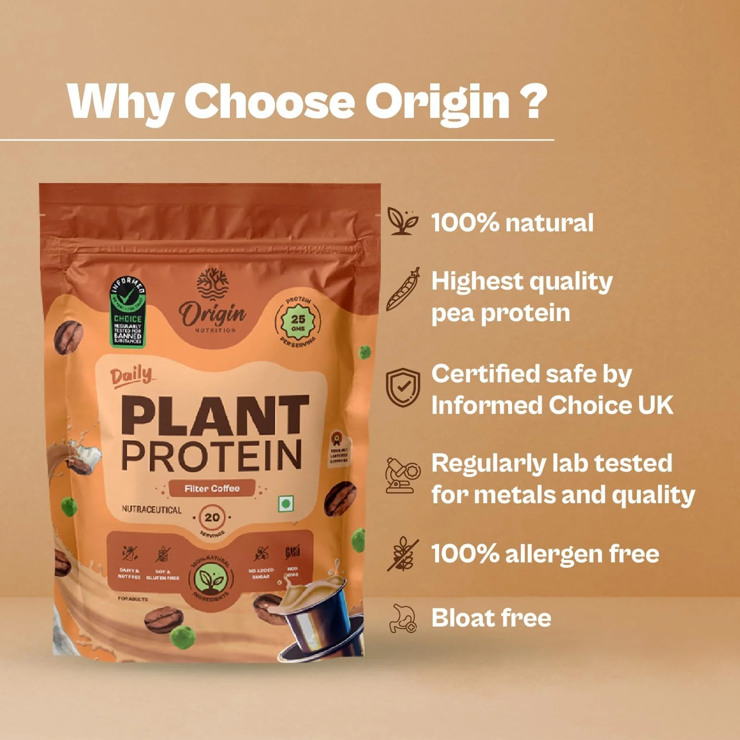 پودر پروتئین وگان 100% طبیعی Origin Nutrition (پروتئین نخود فرنگی ایزوله اروپایی و پروتئین دانه کدو تنبل) با هضم آسان، طعم کارامل قهوه با 25 گرم پروتئین گیاهی، 737 گرم پودر پروتئین وگان 100% طبیعی Origin Nutrition (پروتئین نخود فرنگی ایزوله اروپایی و پروتئین دانه کدو تنبل) با هضم آسان، طعم کارامل قهوه با 25 گرم پروتئین گیاهی، 737 گرم