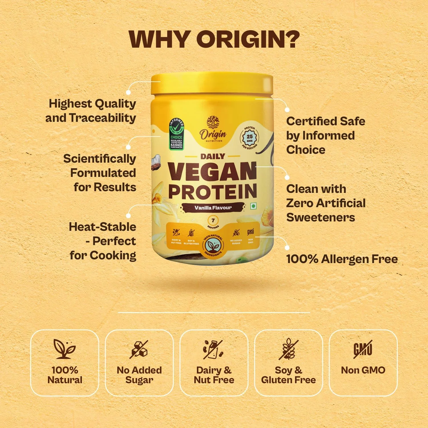 پودر پروتئین وگان 100% طبیعی Origin Nutrition، طعم وانیل با هضم آسان، حاوی 25 گرم پروتئین گیاهی، بدون گلوتن، بدون لبنیات، بدون شکر افزوده، بدون سویا، غیر تراریخته، مناسب گیاهخواران، 7 سروینگ، 274 گرم پودر پروتئین وگان 100% طبیعی Origin Nutrition، طعم وانیل با هضم آسان، حاوی 25 گرم پروتئین گیاهی، بدون گلوتن، بدون لبنیات، بدون شکر افزوده، بدون سویا، غیر تراریخته، مناسب گیاهخواران، 7 سروینگ، 274 گرم