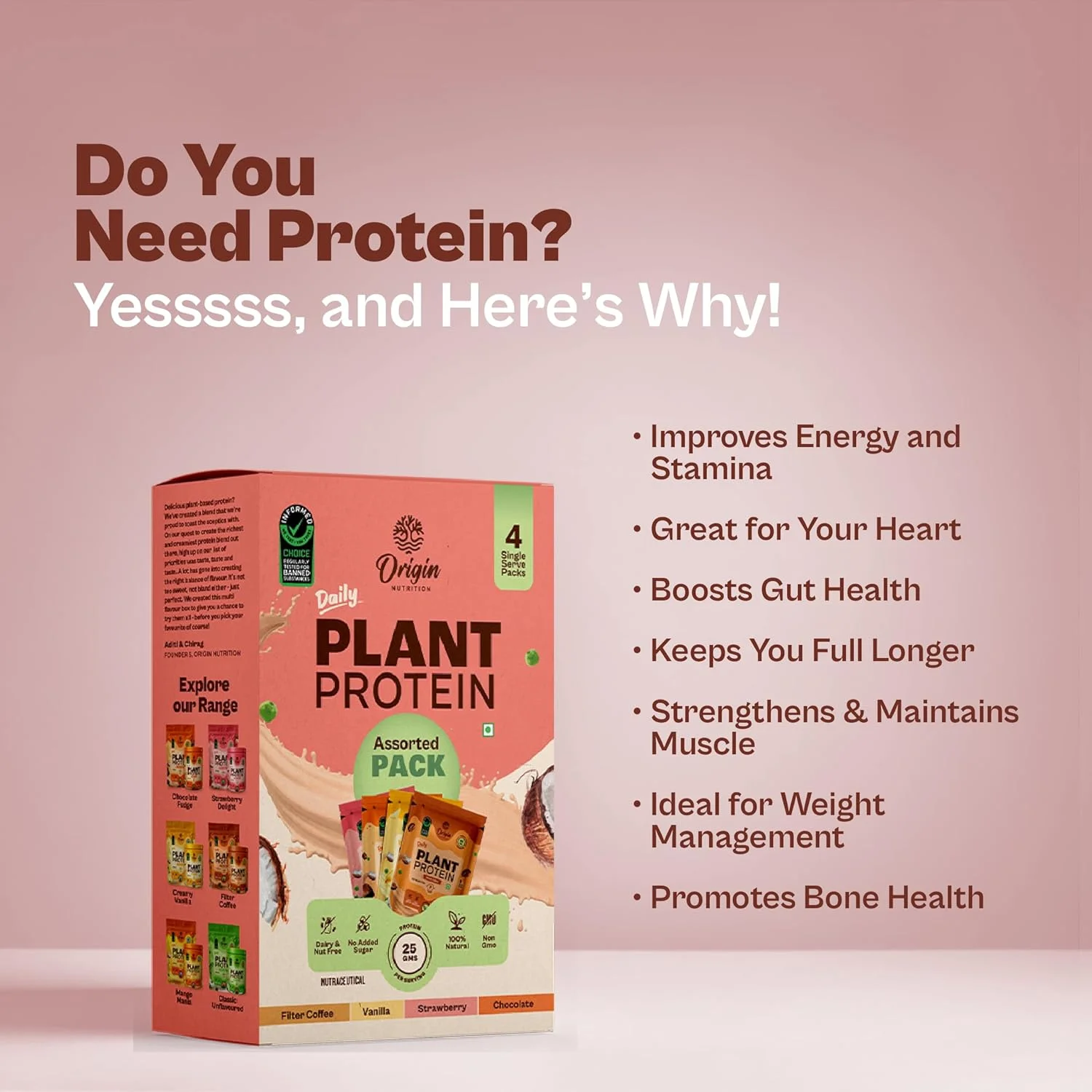 پروتئین گیاهی 100% طبیعی و خالص Origin Nutrition، بسته متنوع (شکلاتی، توت فرنگی، وانیلی و قهوه فیلتر شده) پروتئین گیاهی 100% طبیعی و خالص Origin Nutrition، بسته متنوع (شکلاتی، توت فرنگی، وانیلی و قهوه فیلتر شده)