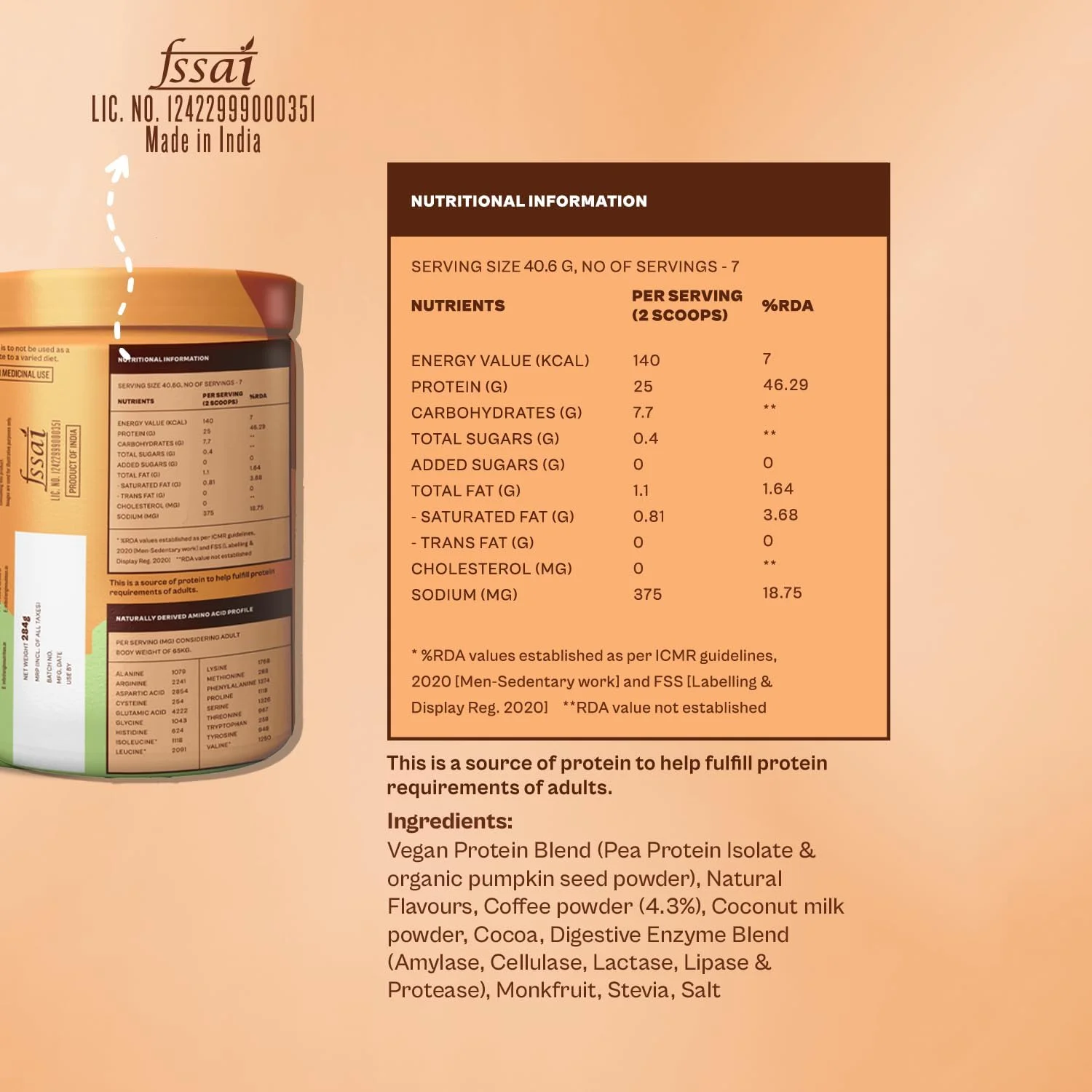 پودر پروتئین گیاهی وگان 100% طبیعی Origin Nutrition، طعم قهوه فیلتری با هضم آسان با 25 گرم پروتئین گیاهی، بدون گلوتن، بدون لبنیات، بدون شکر افزوده، بدون سویا، غیر GMO، جین، 7 سروینگ، 284 گرم پودر پروتئین گیاهی وگان 100% طبیعی Origin Nutrition، طعم قهوه فیلتری با هضم آسان با 25 گرم پروتئین گیاهی، بدون گلوتن، بدون لبنیات، بدون شکر افزوده، بدون سویا، غیر GMO، جین، 7 سروینگ، 284 گرم