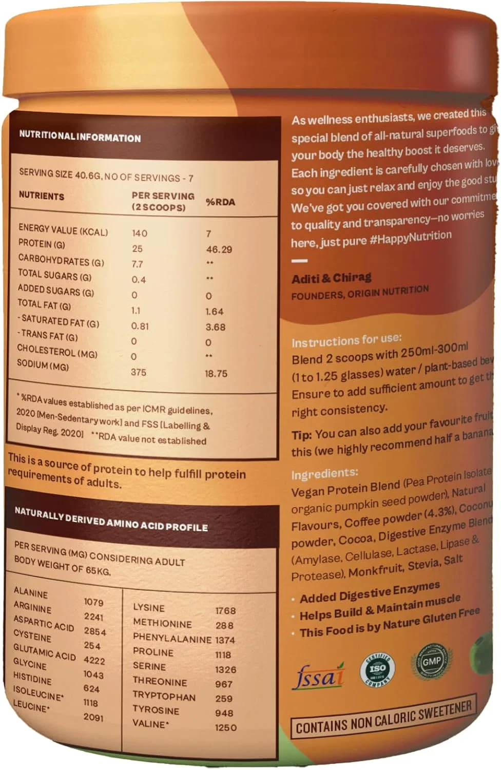 پودر پروتئین گیاهی وگان 100% طبیعی Origin Nutrition، طعم قهوه فیلتری با هضم آسان با 25 گرم پروتئین گیاهی، بدون گلوتن، بدون لبنیات، بدون شکر افزوده، بدون سویا، غیر GMO، جین، 7 سروینگ، 284 گرم پودر پروتئین گیاهی وگان 100% طبیعی Origin Nutrition، طعم قهوه فیلتری با هضم آسان با 25 گرم پروتئین گیاهی، بدون گلوتن، بدون لبنیات، بدون شکر افزوده، بدون سویا، غیر GMO، جین، 7 سروینگ، 284 گرم