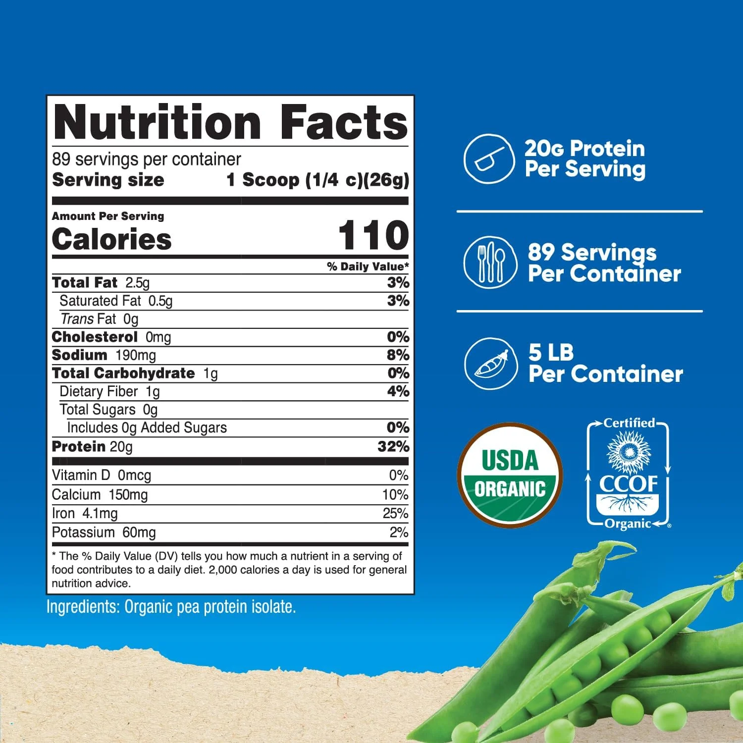 پودر پروتئین نخود فرنگی ایزوله ارگانیک Nutricost (2.26 کیلوگرم) - بدون طعم، دارای گواهی USDA ارگانیک، پروتئین گیاهی، مناسب برای گیاهخواران، بدون گلوتن، غیر GMO پودر پروتئین نخود فرنگی ایزوله ارگانیک Nutricost (2.26 کیلوگرم) - بدون طعم، دارای گواهی USDA ارگانیک، پروتئین گیاهی، مناسب برای گیاهخواران، بدون گلوتن، غیر GMO