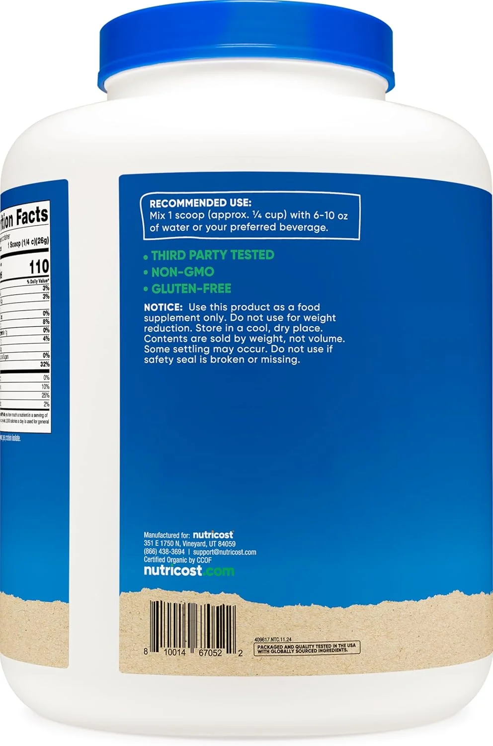 پودر پروتئین نخود فرنگی ایزوله ارگانیک Nutricost (2.26 کیلوگرم) - بدون طعم، دارای گواهی USDA ارگانیک، پروتئین گیاهی، مناسب برای گیاهخواران، بدون گلوتن، غیر GMO پودر پروتئین نخود فرنگی ایزوله ارگانیک Nutricost (2.26 کیلوگرم) - بدون طعم، دارای گواهی USDA ارگانیک، پروتئین گیاهی، مناسب برای گیاهخواران، بدون گلوتن، غیر GMO