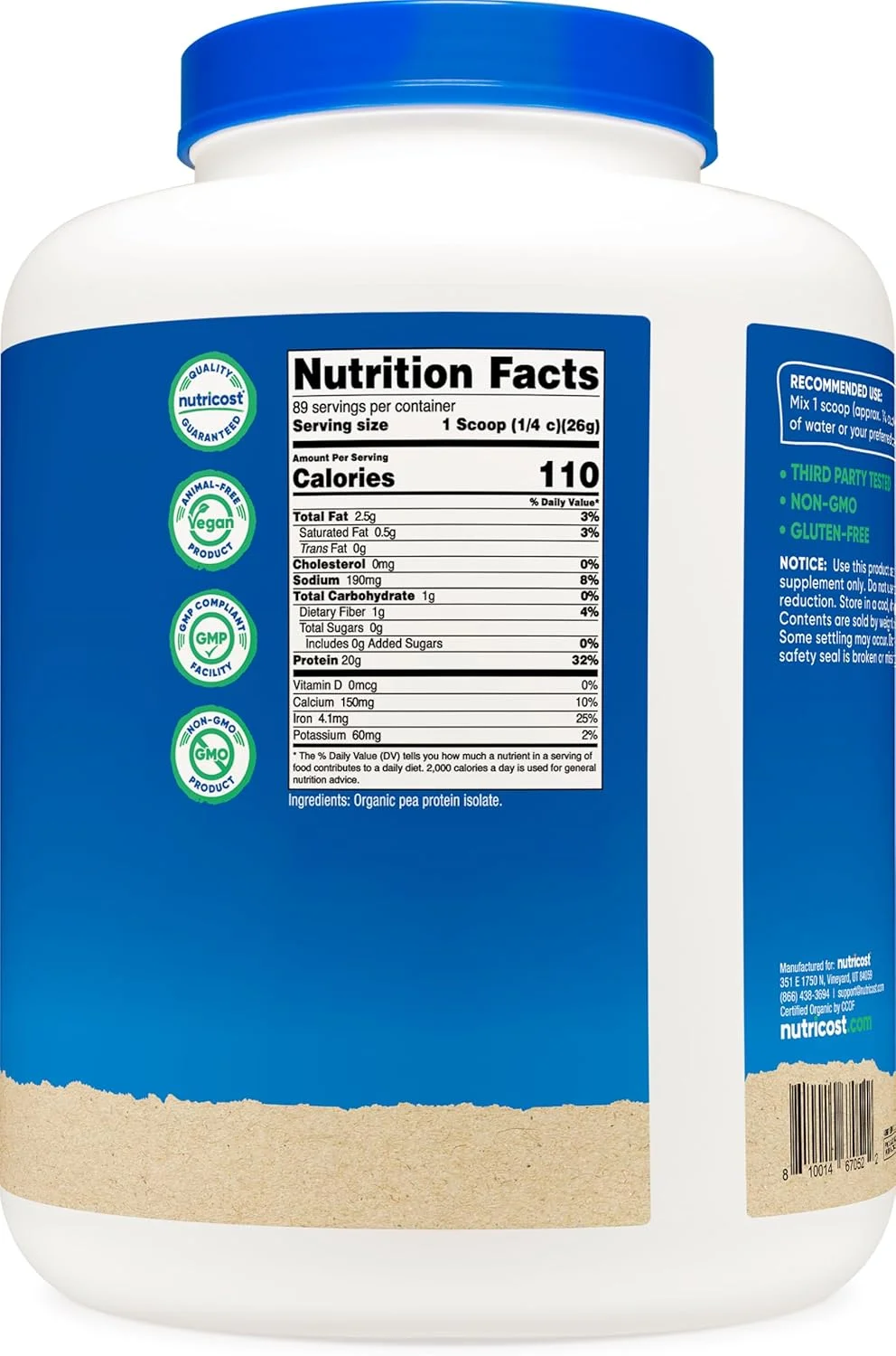 پودر پروتئین نخود فرنگی ایزوله ارگانیک Nutricost (2.26 کیلوگرم) - بدون طعم، دارای گواهی USDA ارگانیک، پروتئین گیاهی، مناسب برای گیاهخواران، بدون گلوتن، غیر GMO پودر پروتئین نخود فرنگی ایزوله ارگانیک Nutricost (2.26 کیلوگرم) - بدون طعم، دارای گواهی USDA ارگانیک، پروتئین گیاهی، مناسب برای گیاهخواران، بدون گلوتن، غیر GMO