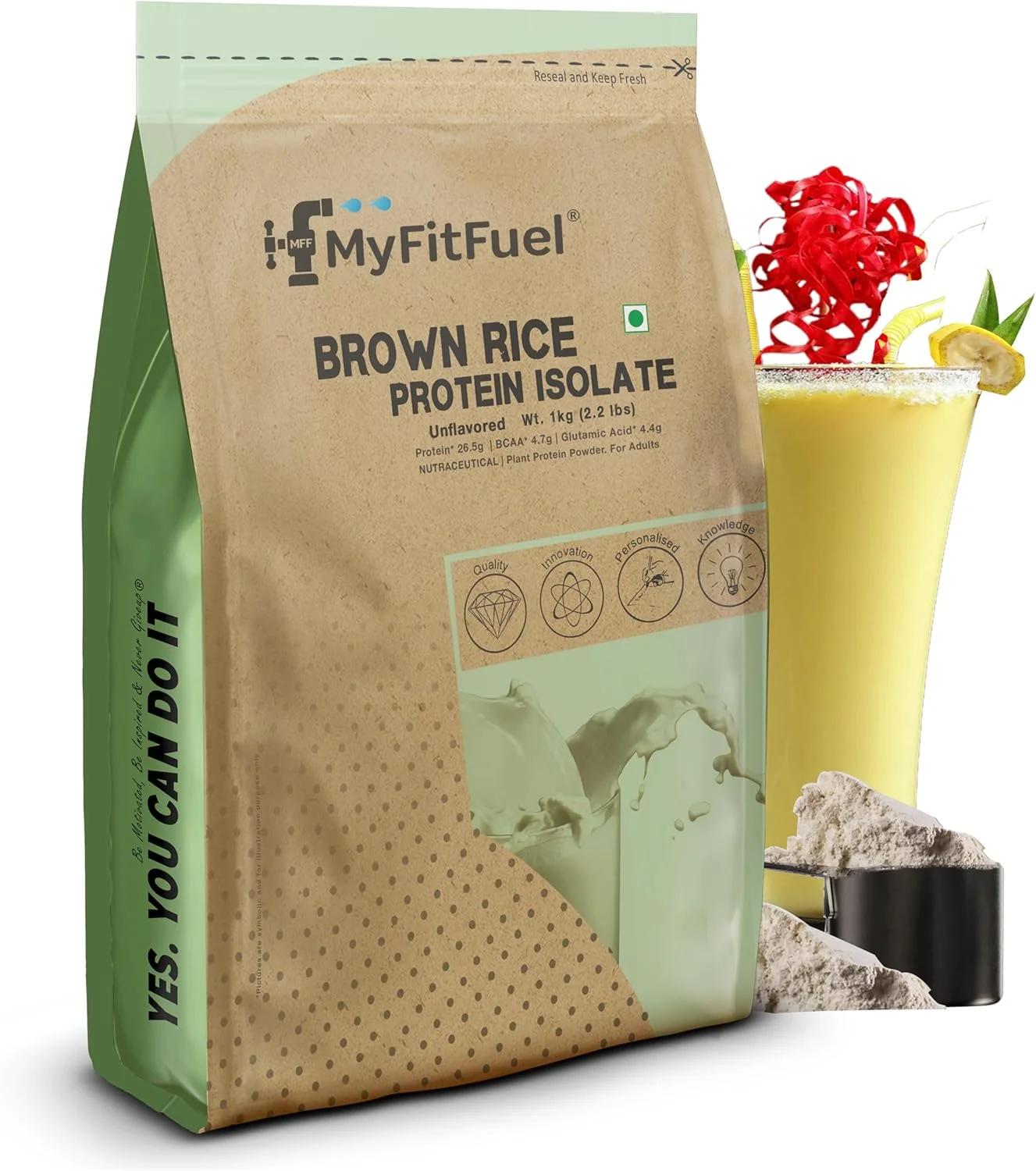 پروتئین گیاهی برنج قهوه ای و سبزیجات وگان MyFitFuel، 1 کیلوگرم (بدون طعم)