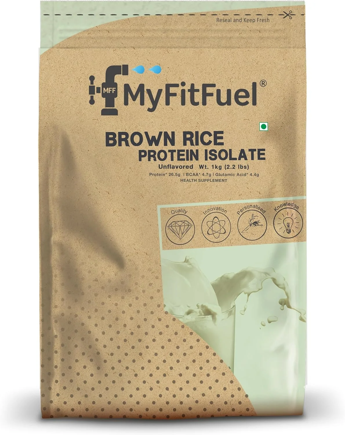 پروتئین گیاهی برنج قهوه ای و سبزیجات وگان MyFitFuel، 1 کیلوگرم (بدون طعم)