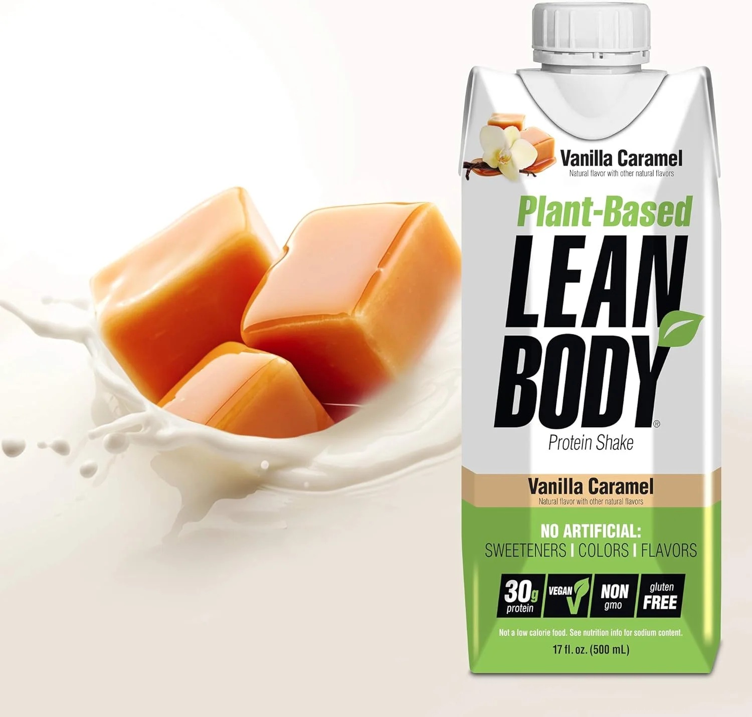 نوشیدنی پروتئینی گیاهی وگان با طعم وانیل کارامل Labrada Lean Body، حاوی 30 گرم پروتئین، بدون طعم دهنده، شیرین کننده یا رنگ مصنوعی، غیر تراریخته، بدون گلوتن، مخلوط نخود و برنج (بسته 12 عددی)