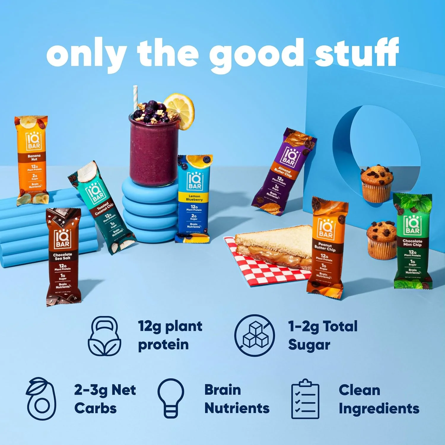 پروتئین گیاهی مغز و بدن IQ BAR - بسته نمونه 7 عددی - کم کربوهیدرات، فیبر بالا، بدون گلوتن، اسنک های وگان سالم - انرژی کتو کم شکر پروتئین گیاهی مغز و بدن IQ BAR - بسته نمونه 7 عددی - کم کربوهیدرات، فیبر بالا، بدون گلوتن، اسنک های وگان سالم - انرژی کتو کم شکر