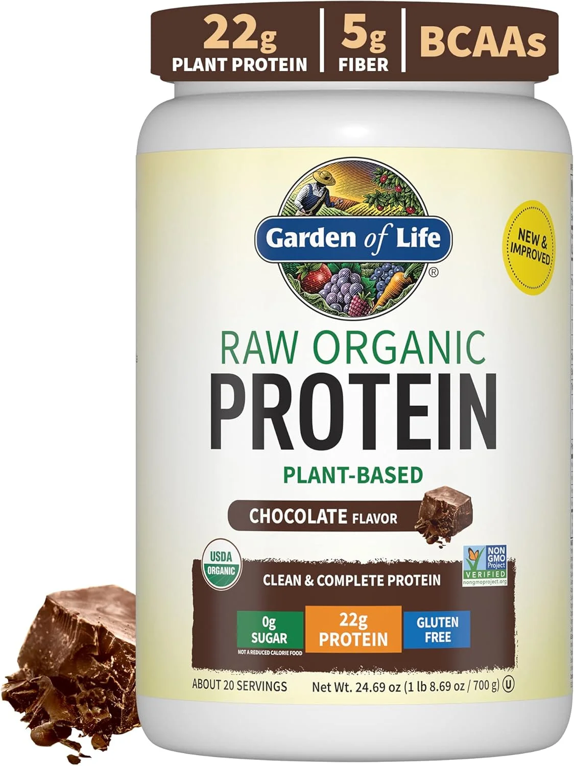 پروتئین گیاهی ارگانیک خام Garden of Life، شکلاتی - 660 گرم