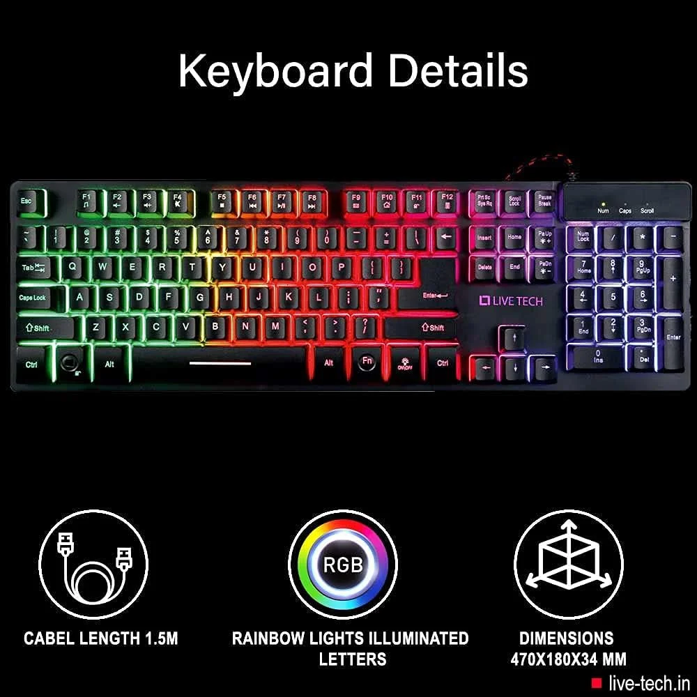 ست کیبورد و ماوس گیمینگ RGB Live Tech Armour به همراه ماوس پد، انتخاب گیمرها، 19 کلید ضد شبح، حروف با نور پس زمینه، روشن/خاموش کردن نور پس زمینه با FN+، حالت تنفس نور پس زمینه، نور ثابت با FN+PAGE UP، افزایش روشنایی نور پس زمینه + ست کیبورد و ماوس گیمینگ RGB Live Tech Armour به همراه ماوس پد، انتخاب گیمرها، 19 کلید ضد شبح، حروف با نور پس زمینه، روشن/خاموش کردن نور پس زمینه با FN+، حالت تنفس نور پس زمینه، نور ثابت با FN+PAGE UP، افزایش روشنایی نور پس زمینه +