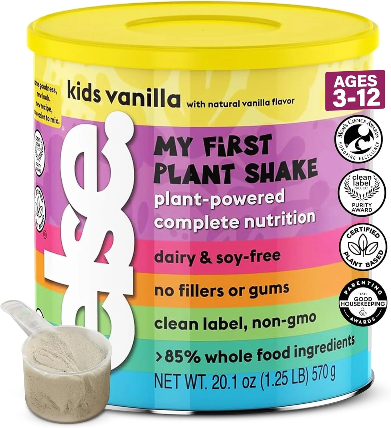ELSE NUTRITION شیک پروتئینی گیاهی کودکان، پودر پروتئین برای سنین 2 تا 12 سال. بدون لبنیات، شیک تغذیه کامل، 25 ویتامین و مواد معدنی، میان وعده های سالم کودکان، وانیلی 1 بسته