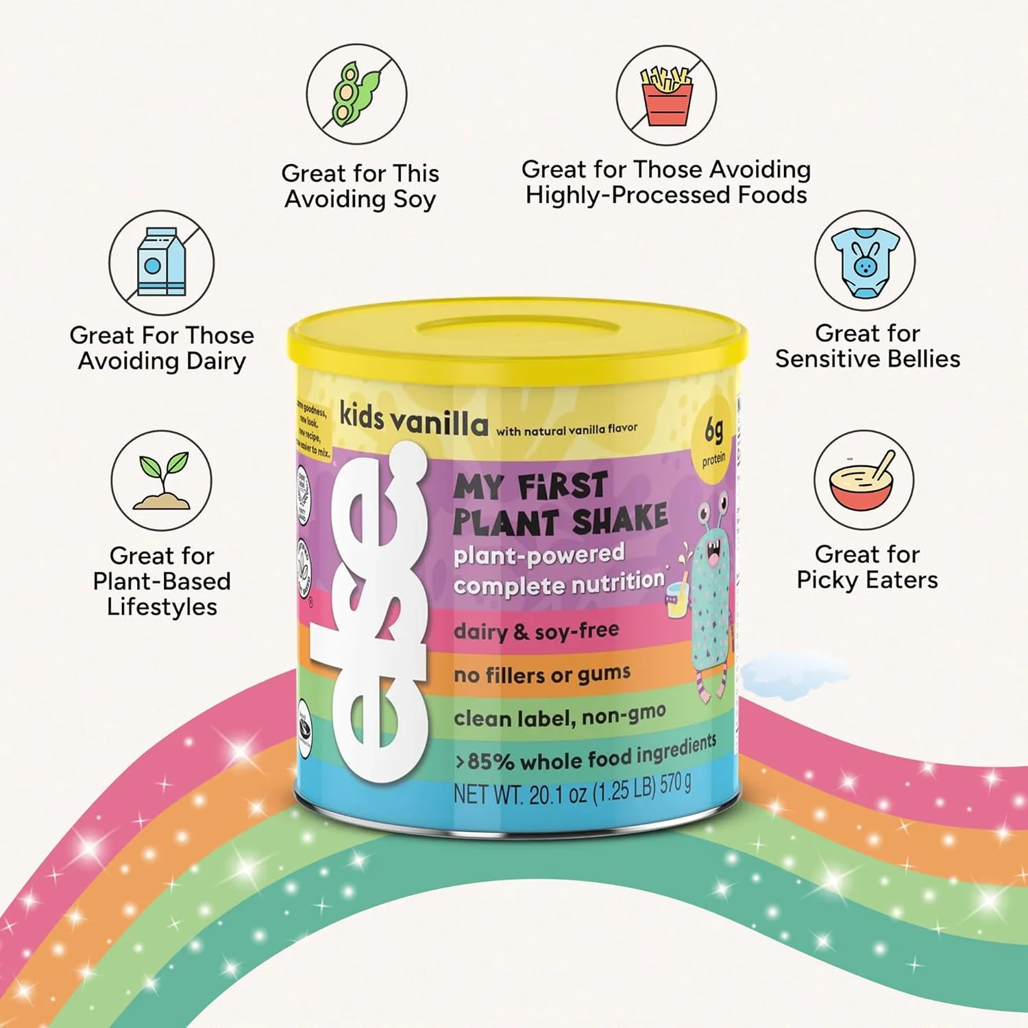 ELSE NUTRITION شیک پروتئینی گیاهی کودکان، پودر پروتئین برای سنین 2 تا 12 سال. بدون لبنیات، شیک تغذیه کامل، 25 ویتامین و مواد معدنی، میان وعده های سالم کودکان، وانیلی 1 بسته ELSE NUTRITION شیک پروتئینی گیاهی کودکان، پودر پروتئین برای سنین 2 تا 12 سال. بدون لبنیات، شیک تغذیه کامل، 25 ویتامین و مواد معدنی، میان وعده های سالم کودکان، وانیلی 1 بسته