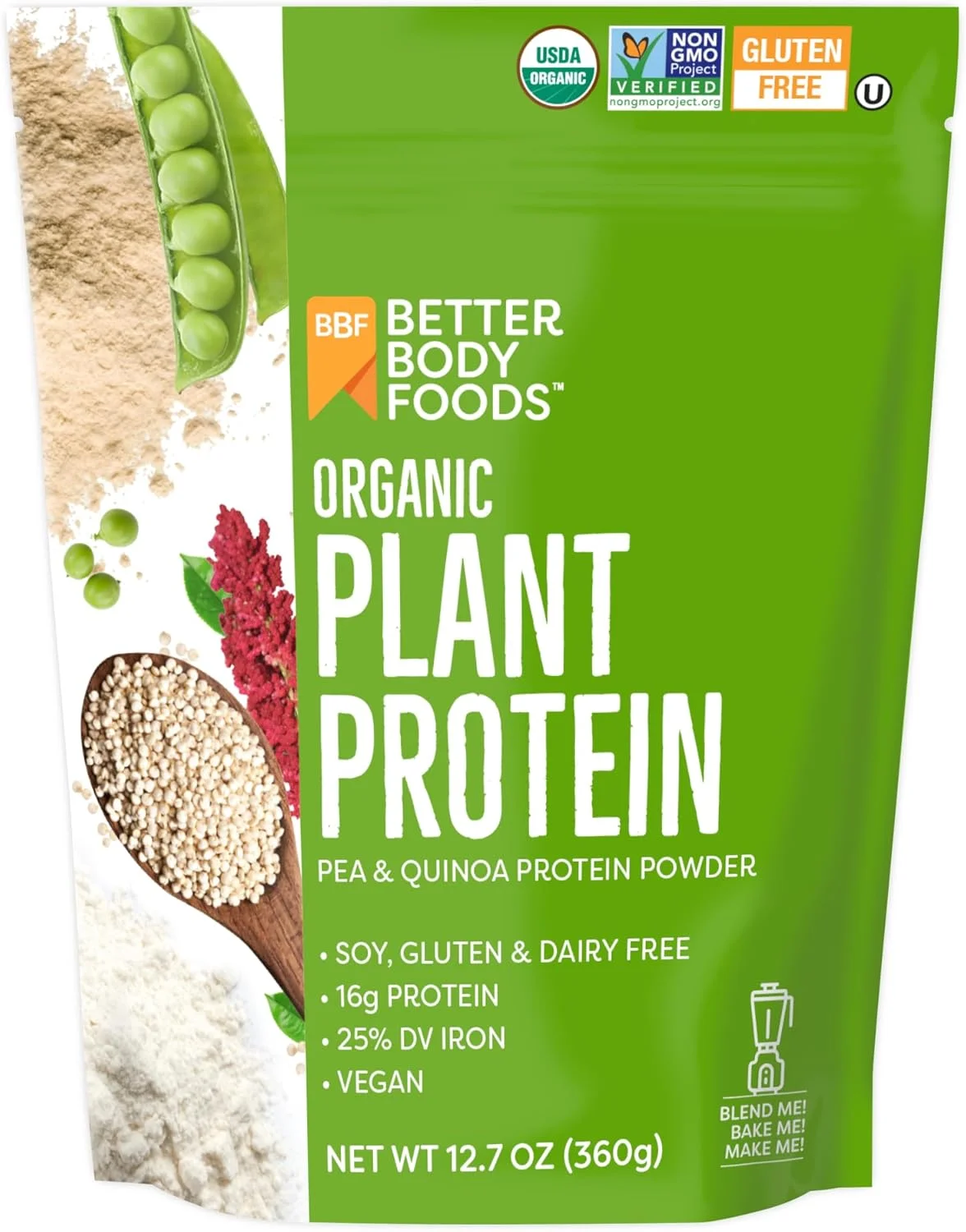 پودر پروتئین گیاهی ارگانیک Betterbody Foods، 360 گرم