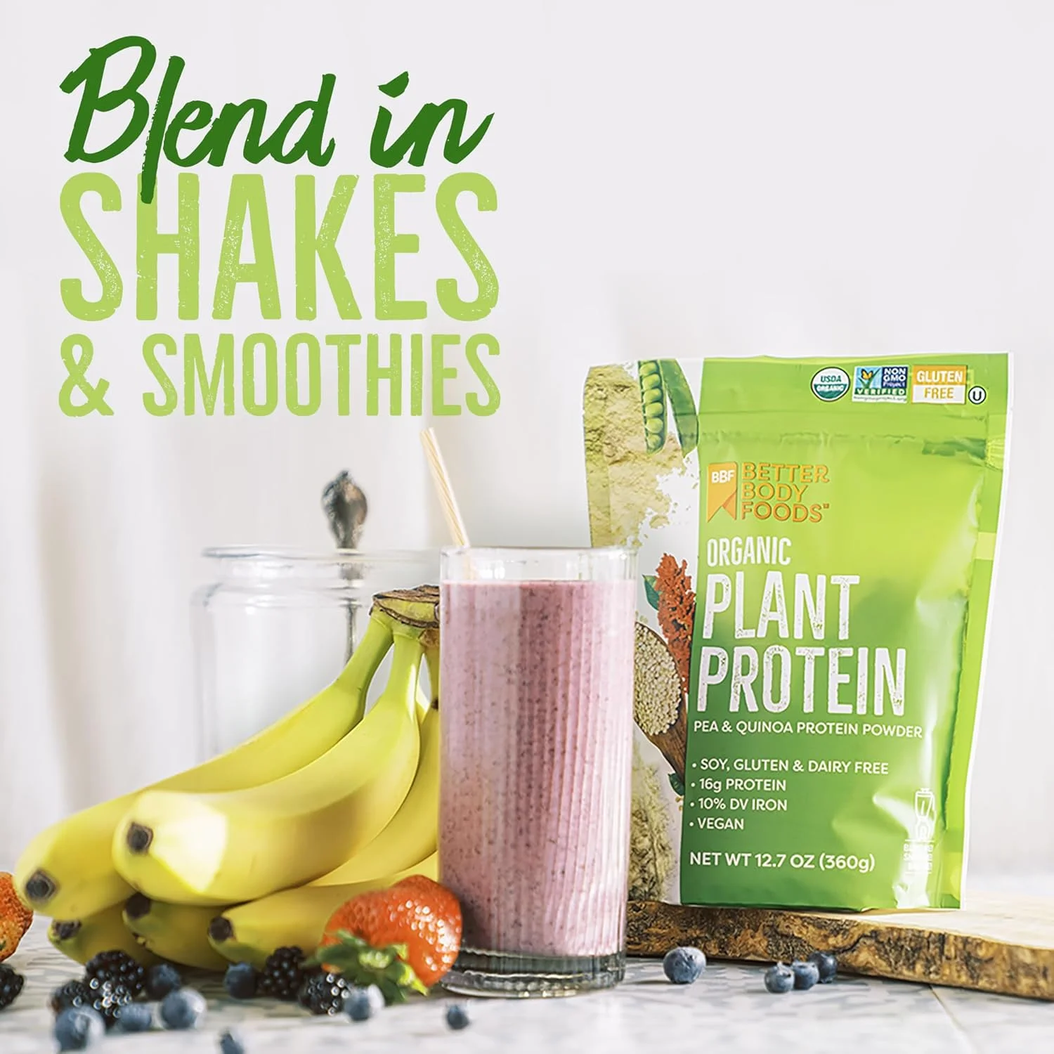 پودر پروتئین گیاهی ارگانیک Betterbody Foods، 360 گرم پودر پروتئین گیاهی ارگانیک Betterbody Foods، 360 گرم