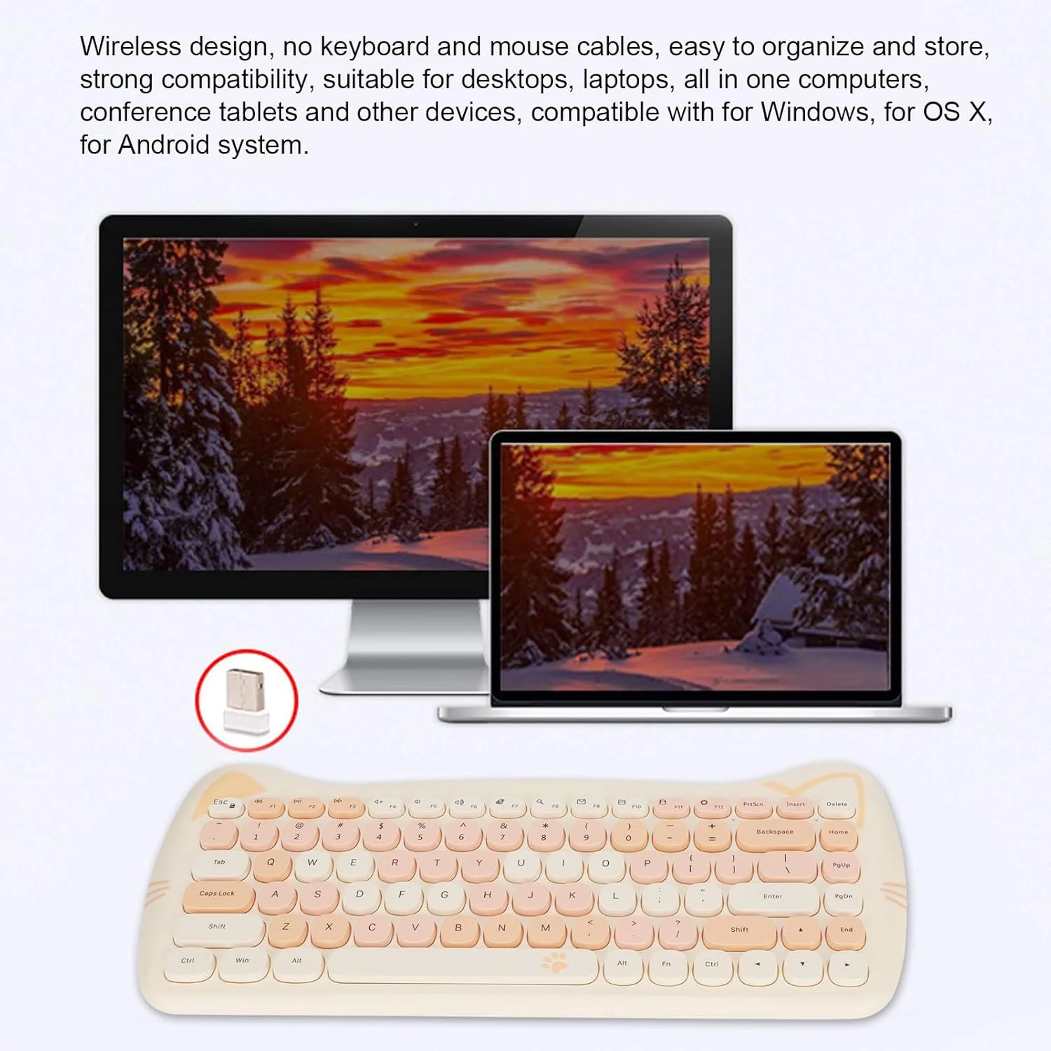 ست کیبورد و ماوس بیسیم 2.4G، ست کیبورد و ماوس فانتزی برای ویندوز، OS X، اندروید، کیبورد ارگونومیک گیمینگ (رنگ چای شیری) ست کیبورد و ماوس بیسیم 2.4G، ست کیبورد و ماوس فانتزی برای ویندوز، OS X، اندروید، کیبورد ارگونومیک گیمینگ (رنگ چای شیری)