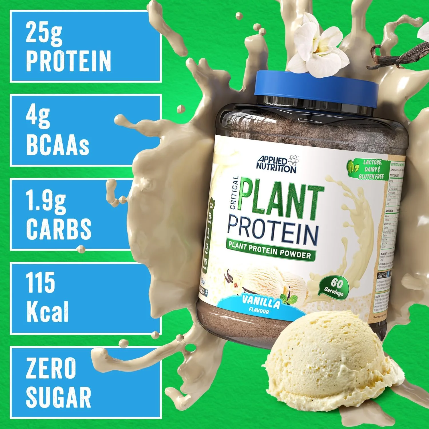 پروتئین گیاهی ضروری Applied Nutrition - 1.8 کیلوگرم - وانیلی پروتئین گیاهی ضروری Applied Nutrition - 1.8 کیلوگرم - وانیلی