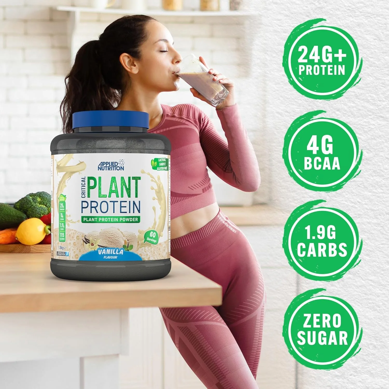 پروتئین گیاهی ضروری Applied Nutrition - 1.8 کیلوگرم - وانیلی پروتئین گیاهی ضروری Applied Nutrition - 1.8 کیلوگرم - وانیلی
