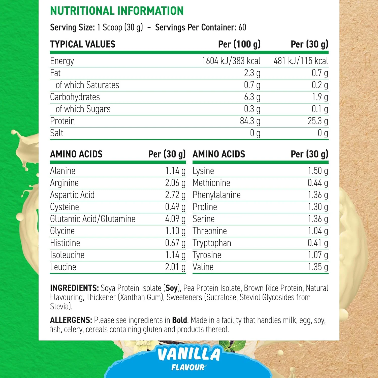 پروتئین گیاهی ضروری Applied Nutrition - 1.8 کیلوگرم - وانیلی پروتئین گیاهی ضروری Applied Nutrition - 1.8 کیلوگرم - وانیلی