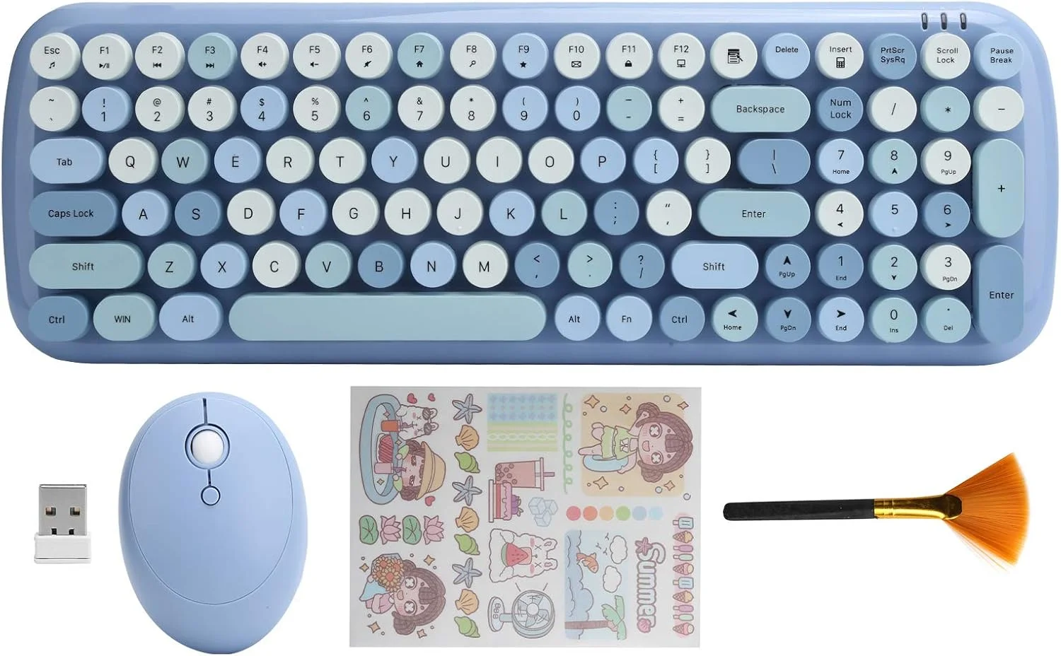 ست کیبورد و ماوس بیسیم، کیبورد و ماوس گیمینگ با کلیدهای دایرهای رترو، فناوری بیسیم 2.4G، پشتیبانی از ویندوز Xp/Win7/Win8/Win10 (آبی) ست کیبورد و ماوس بیسیم، کیبورد و ماوس گیمینگ با کلیدهای دایرهای رترو، فناوری بیسیم 2.4G، پشتیبانی از ویندوز Xp/Win7/Win8/Win10 (آبی)