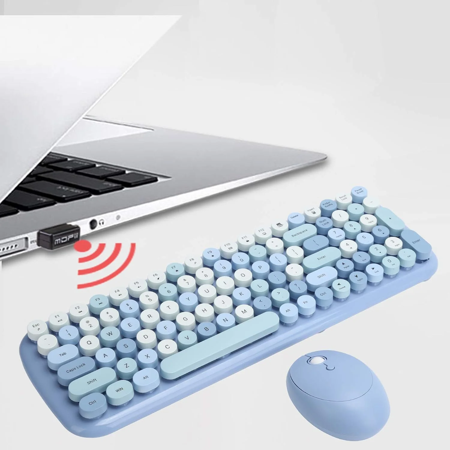 ست کیبورد و ماوس بیسیم، کیبورد و ماوس گیمینگ با کلیدهای دایرهای رترو، فناوری بیسیم 2.4G، پشتیبانی از ویندوز Xp/Win7/Win8/Win10 (آبی) ست کیبورد و ماوس بیسیم، کیبورد و ماوس گیمینگ با کلیدهای دایرهای رترو، فناوری بیسیم 2.4G، پشتیبانی از ویندوز Xp/Win7/Win8/Win10 (آبی)