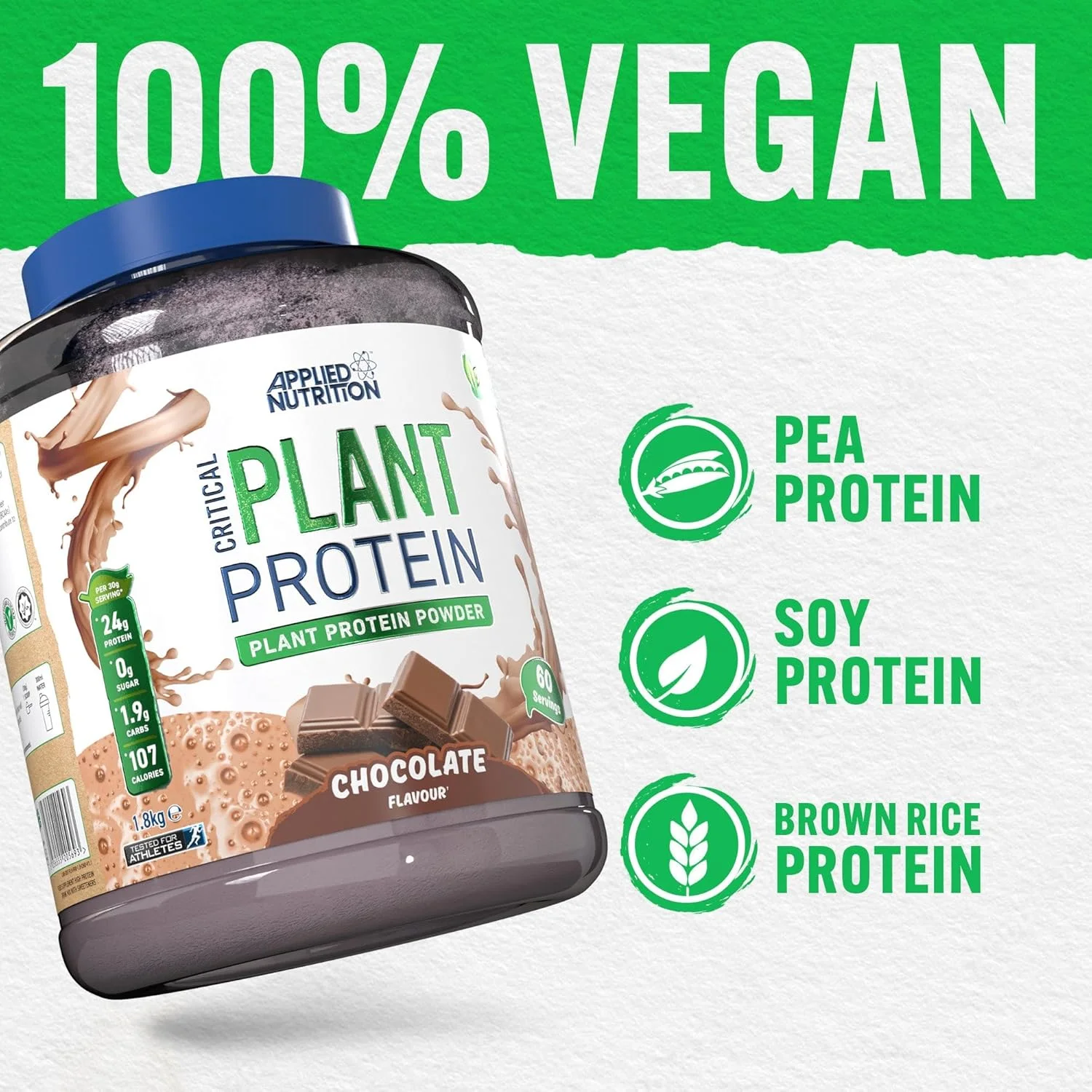 پروتئین گیاهی ضروری Applied Nutrition - 1.8 کیلوگرم - شکلاتی پروتئین گیاهی ضروری Applied Nutrition - 1.8 کیلوگرم - شکلاتی