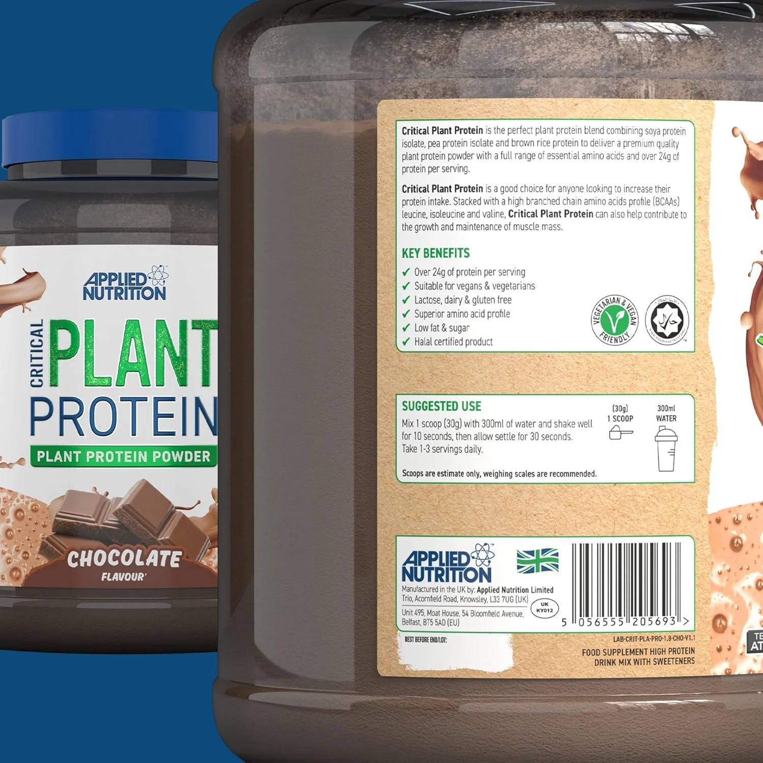 پروتئین گیاهی ضروری Applied Nutrition - 1.8 کیلوگرم - شکلاتی پروتئین گیاهی ضروری Applied Nutrition - 1.8 کیلوگرم - شکلاتی