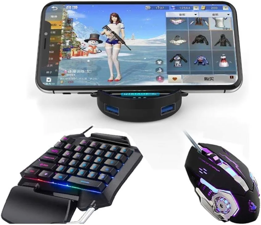 ست کیبورد و ماوس گیمینگ یک دستی برای گوشی موبایل، کیبورد و ماوس گیمینگ تک دست، ست کیبورد گیمینگ 3 در 1 به همراه پد ماوس برای بازی