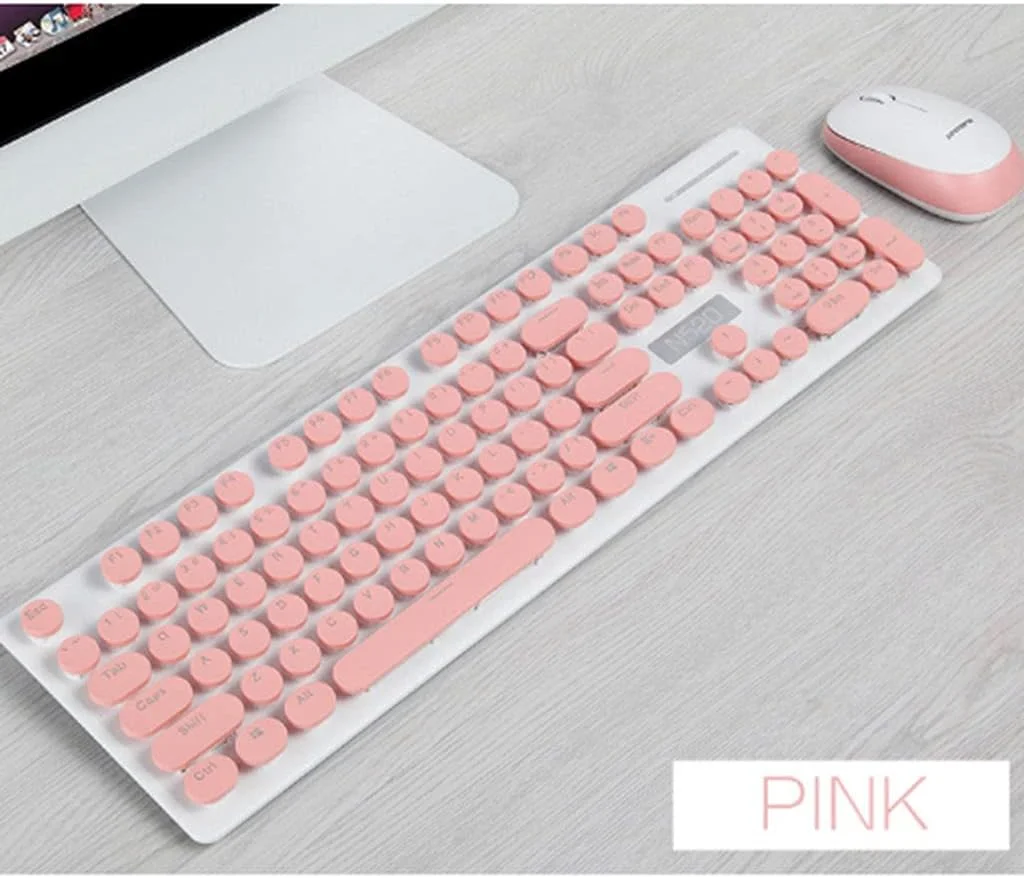 ست کیبورد و ماوس گیمینگ بی‌سیم پاپ پانک مکانیکی 104 کلید YJXPP مدل N520 - صورتی